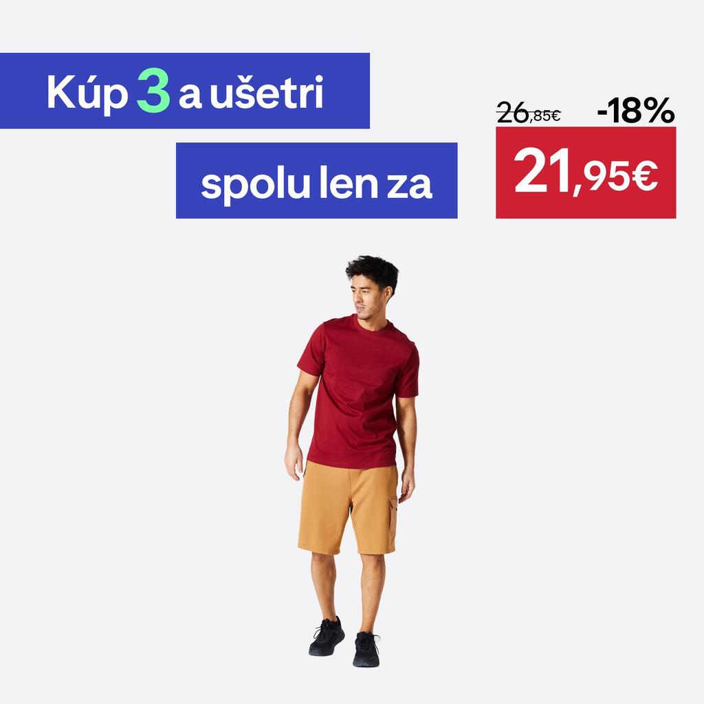 Pánske tričko na fitness s okrúhlym výstrihom a krátkymi rukávmi bordové
