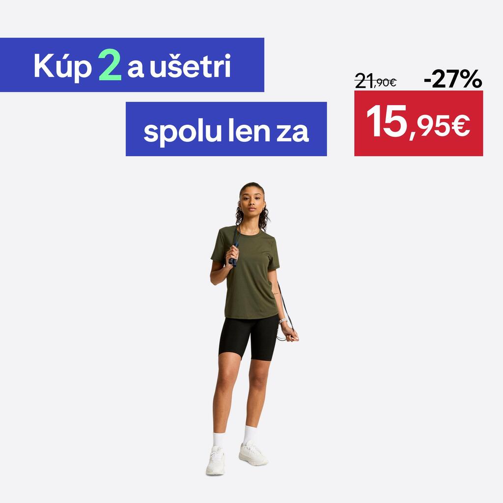 Dámske fitness tričko COOLMAX krátky rukáv kaki 