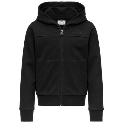 Felpa con cappuccio e zip Bambini nere KAPPA