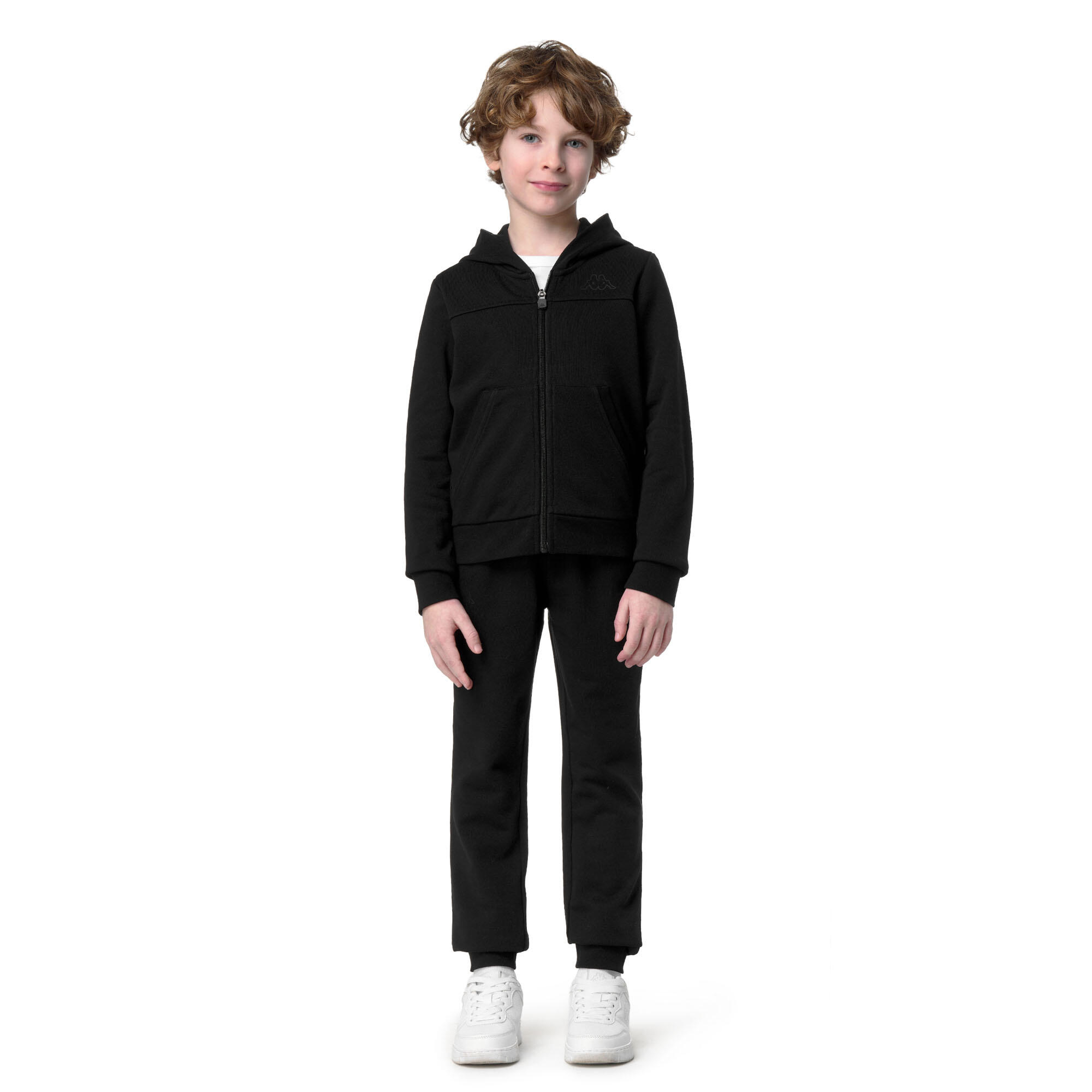 Felpa con cappuccio e zip Bambini nere KAPPA 7/8