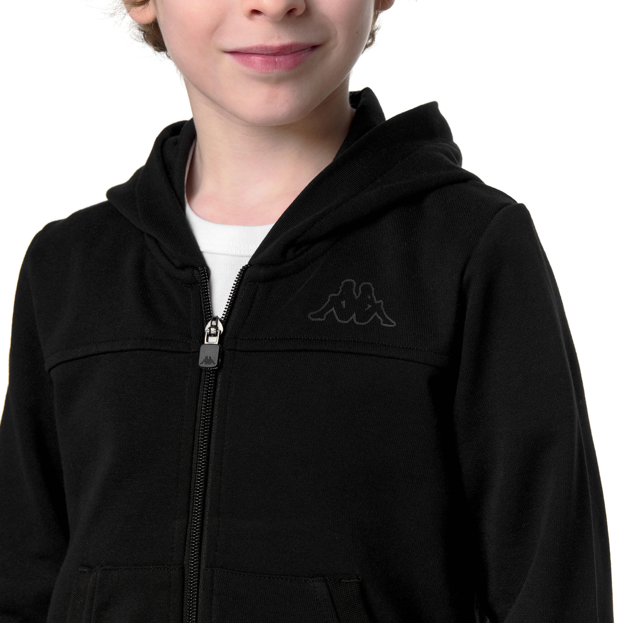 Felpa con cappuccio e zip Bambini nere KAPPA 3/8