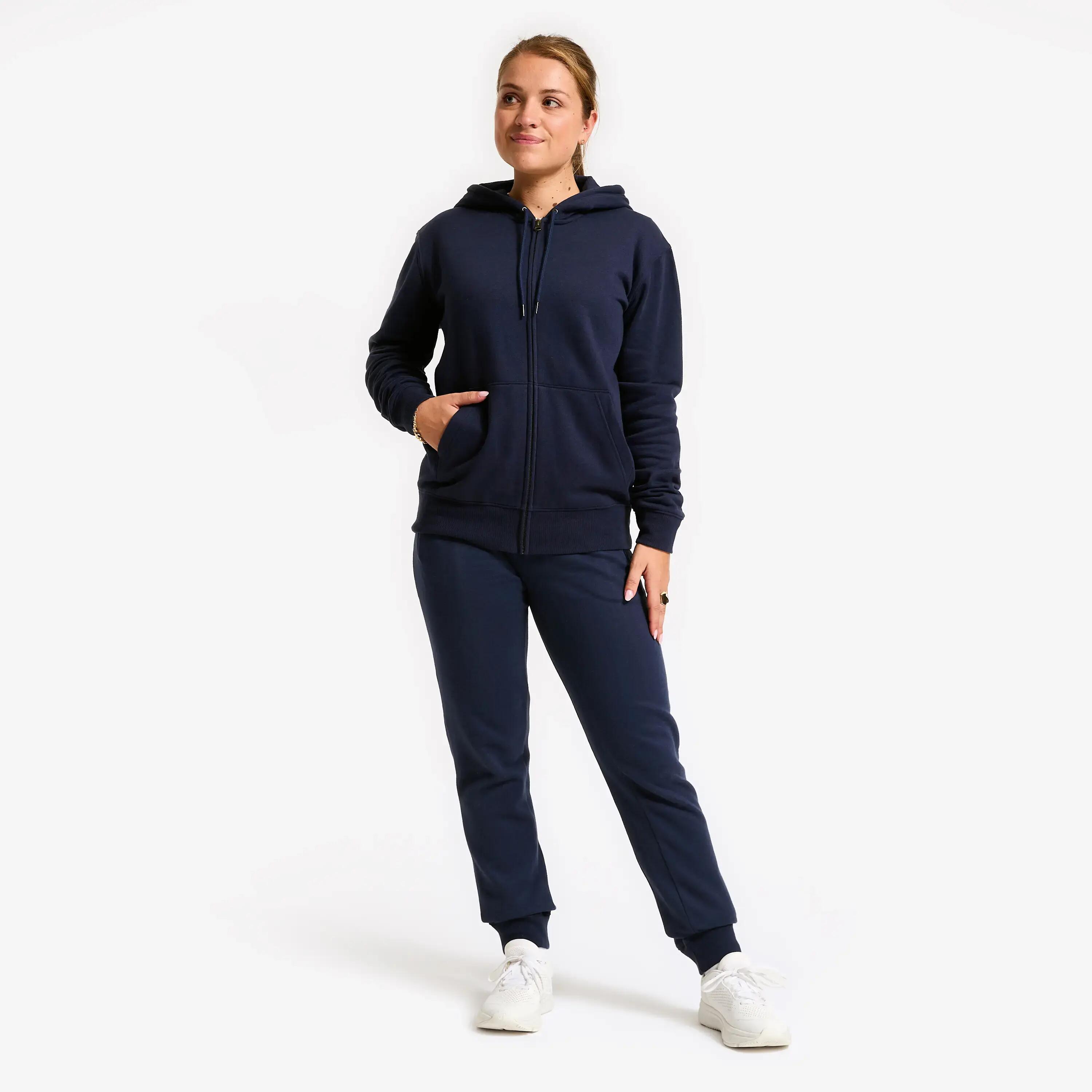 Slim-fit fleece jogging bottoms, dark blue -  2