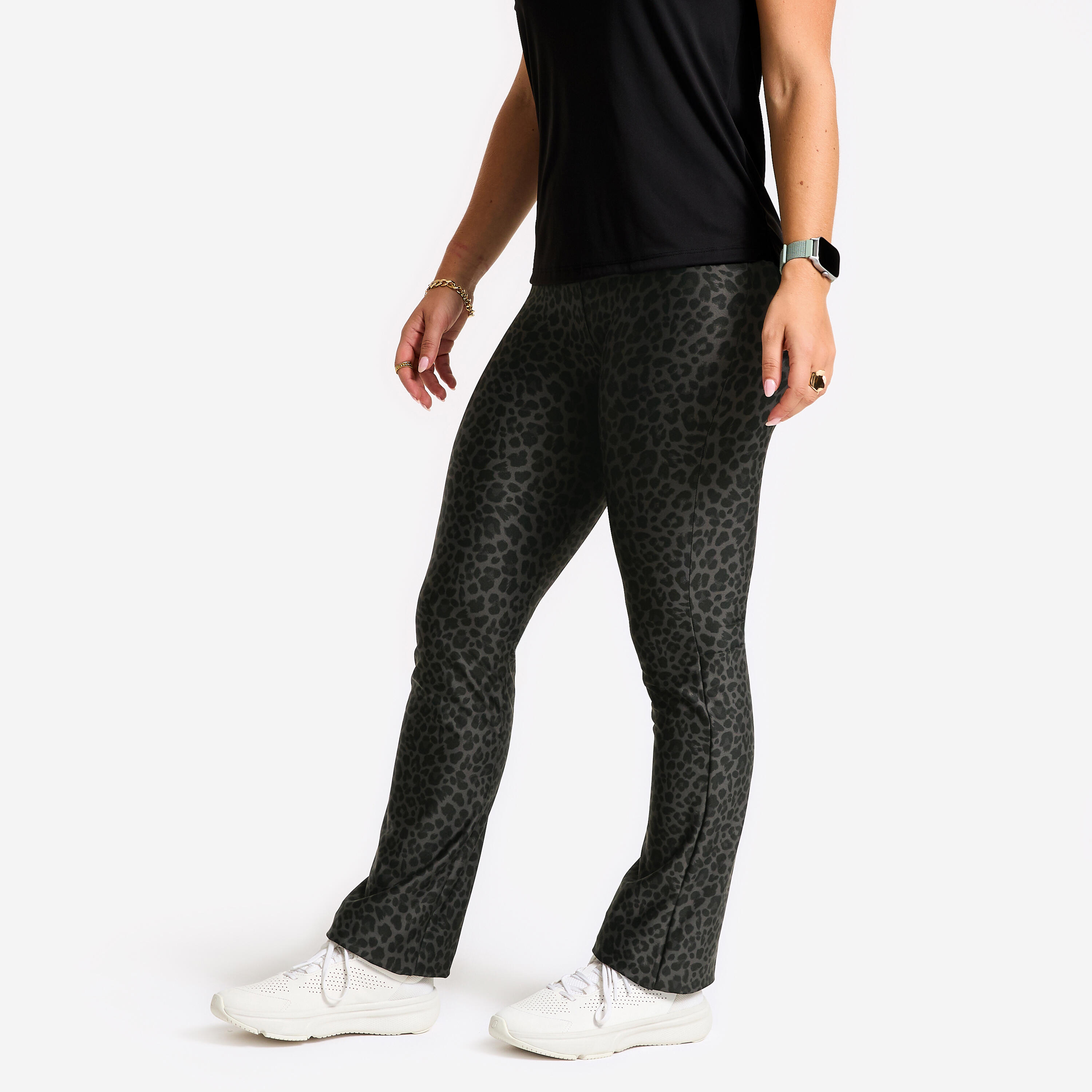 Legging regular femme, léopard gris 4/7