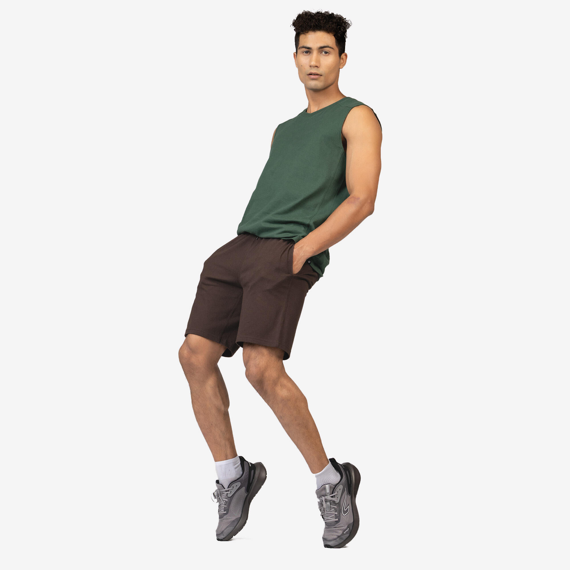 Men's French Terry Training Shorts - Cashmere Beige-image-2