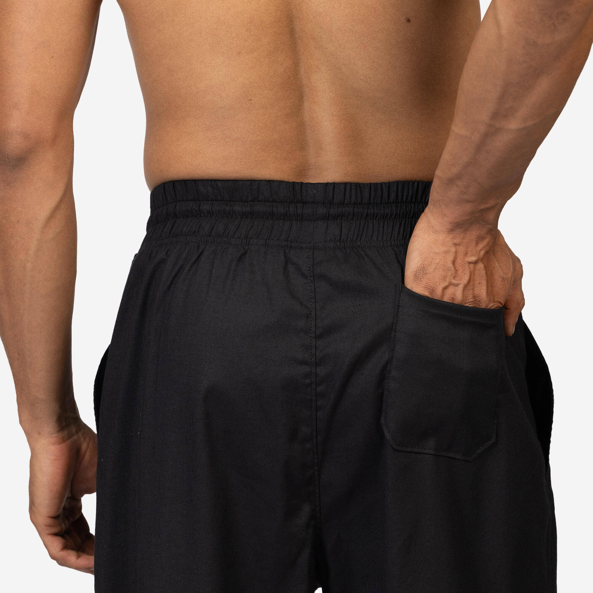 Men Dhoti Yoga Pants - Black -  5