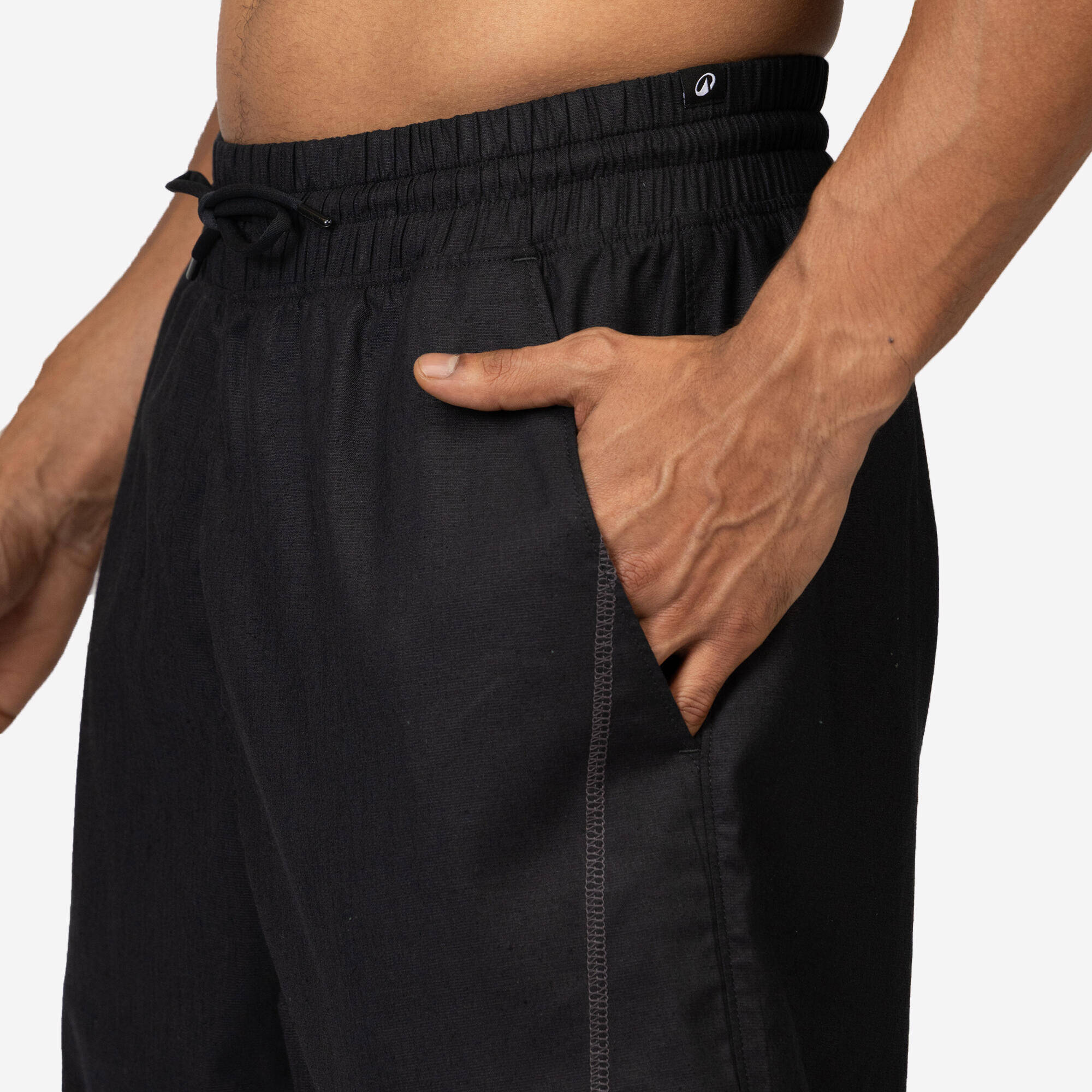 Men Dhoti Yoga Pants - Black -  4