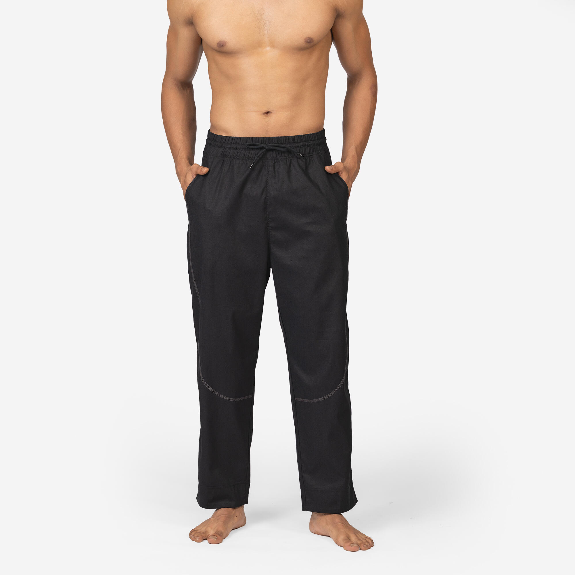Men Dhoti Yoga Pants - Black-image-1