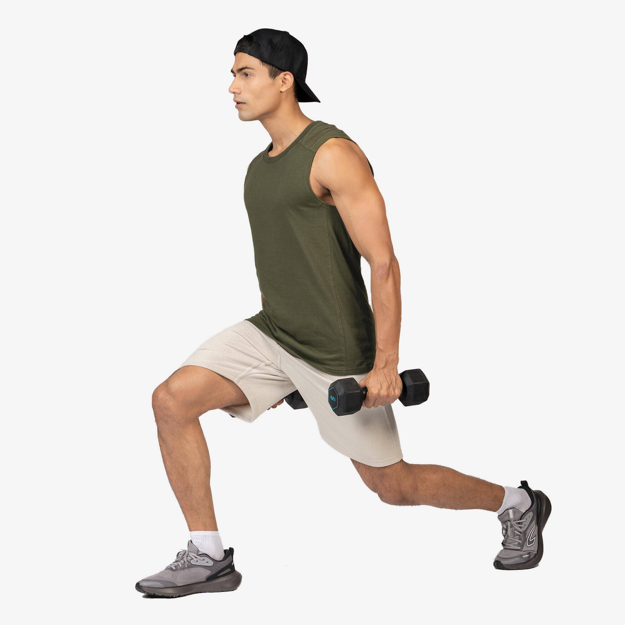 Men's Brushed Jersey Fitness Shorts with Pockets - Beige -  2