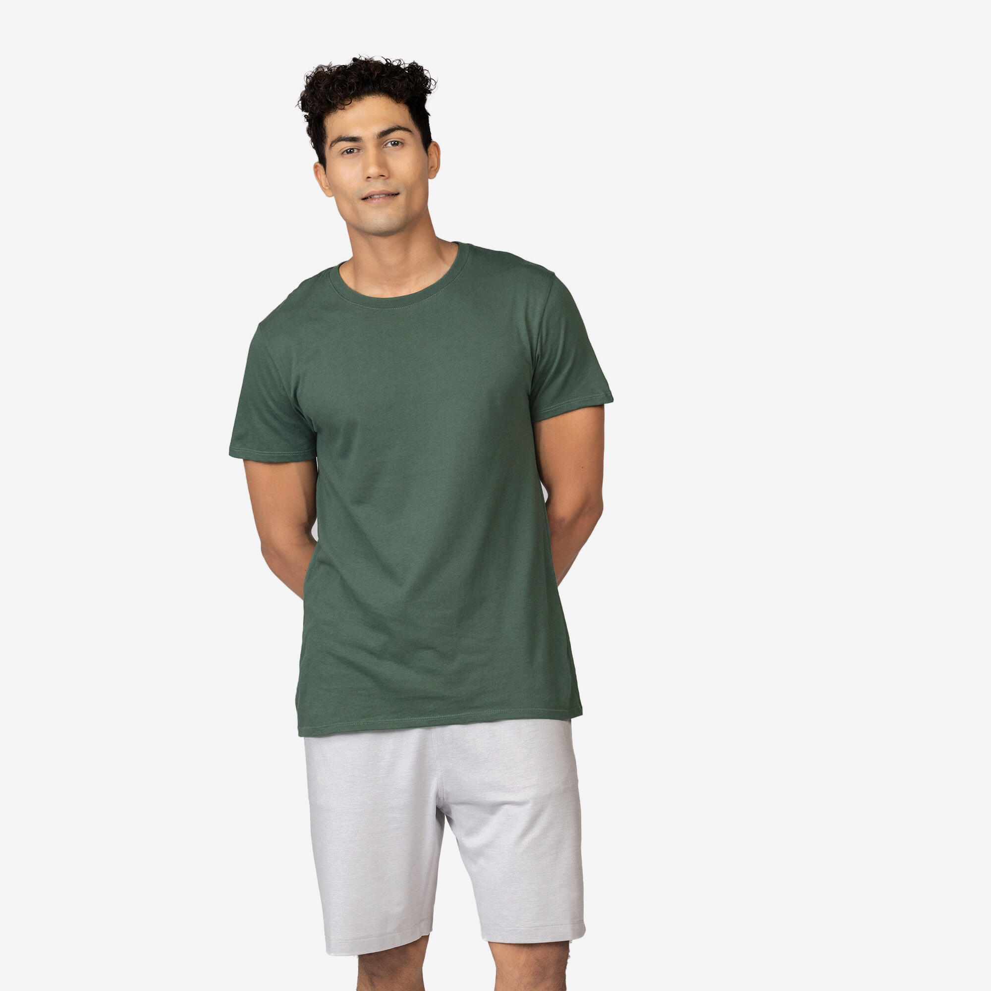 Men's Fitness Cotton T-Shirt 100 Sportee - Khaki