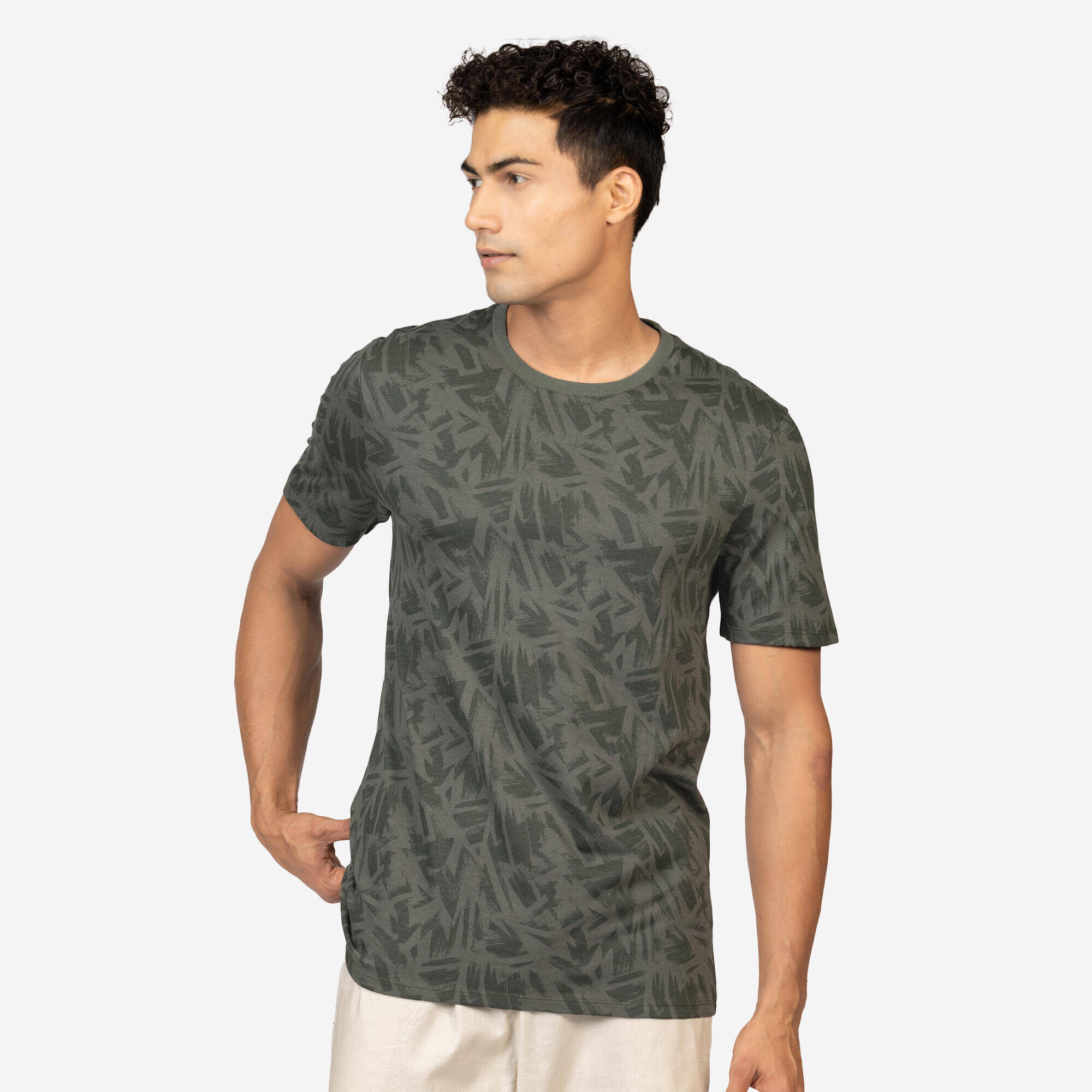 Men's Regular Cotton Fitness T-Shirt - Green -  3