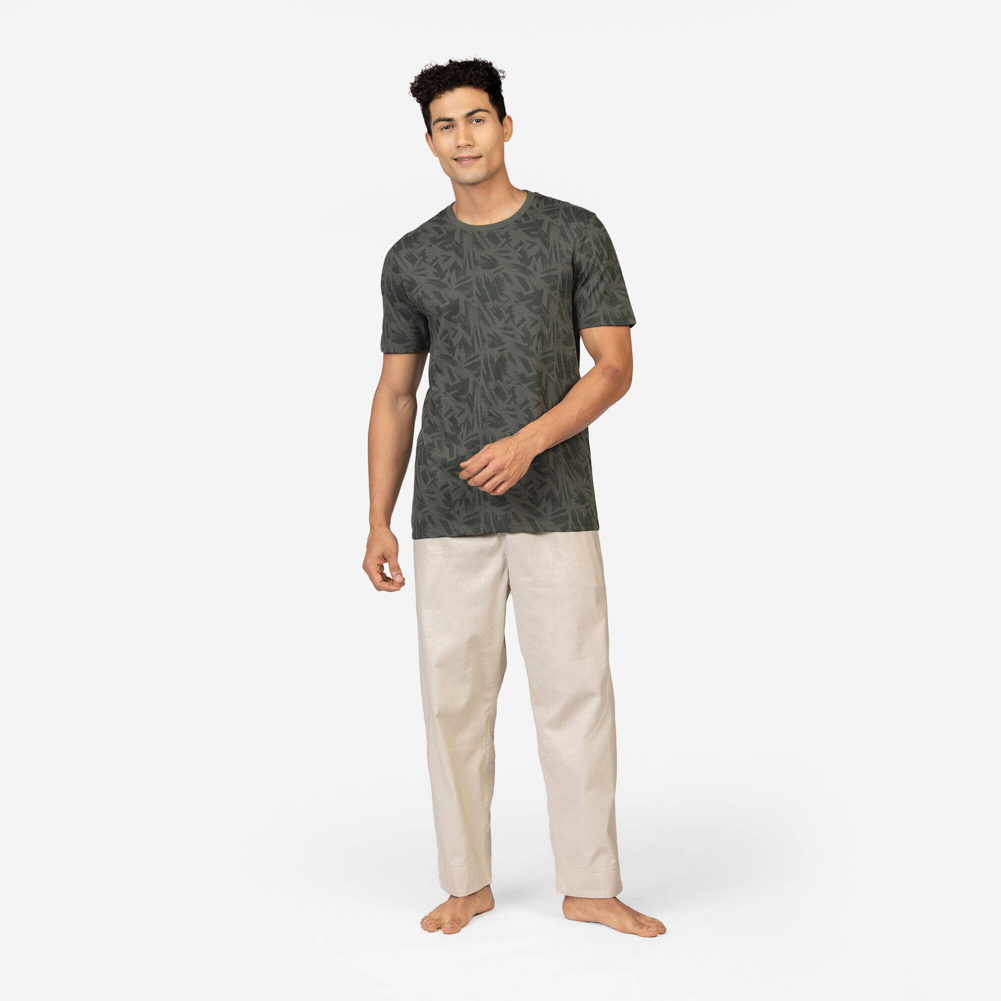 Men's Regular Cotton Fitness T-Shirt - Green -  2