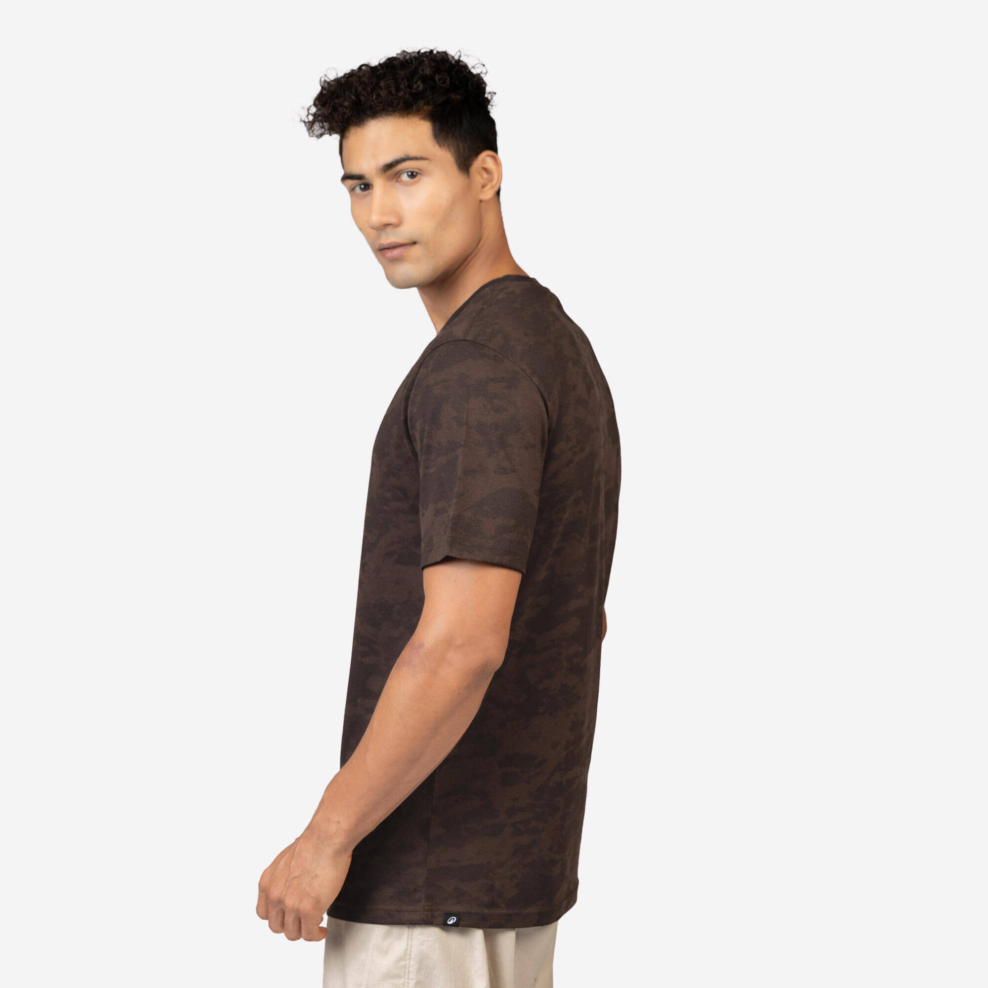 Men's Regular Cotton Fitness T-Shirt - Brown -  4