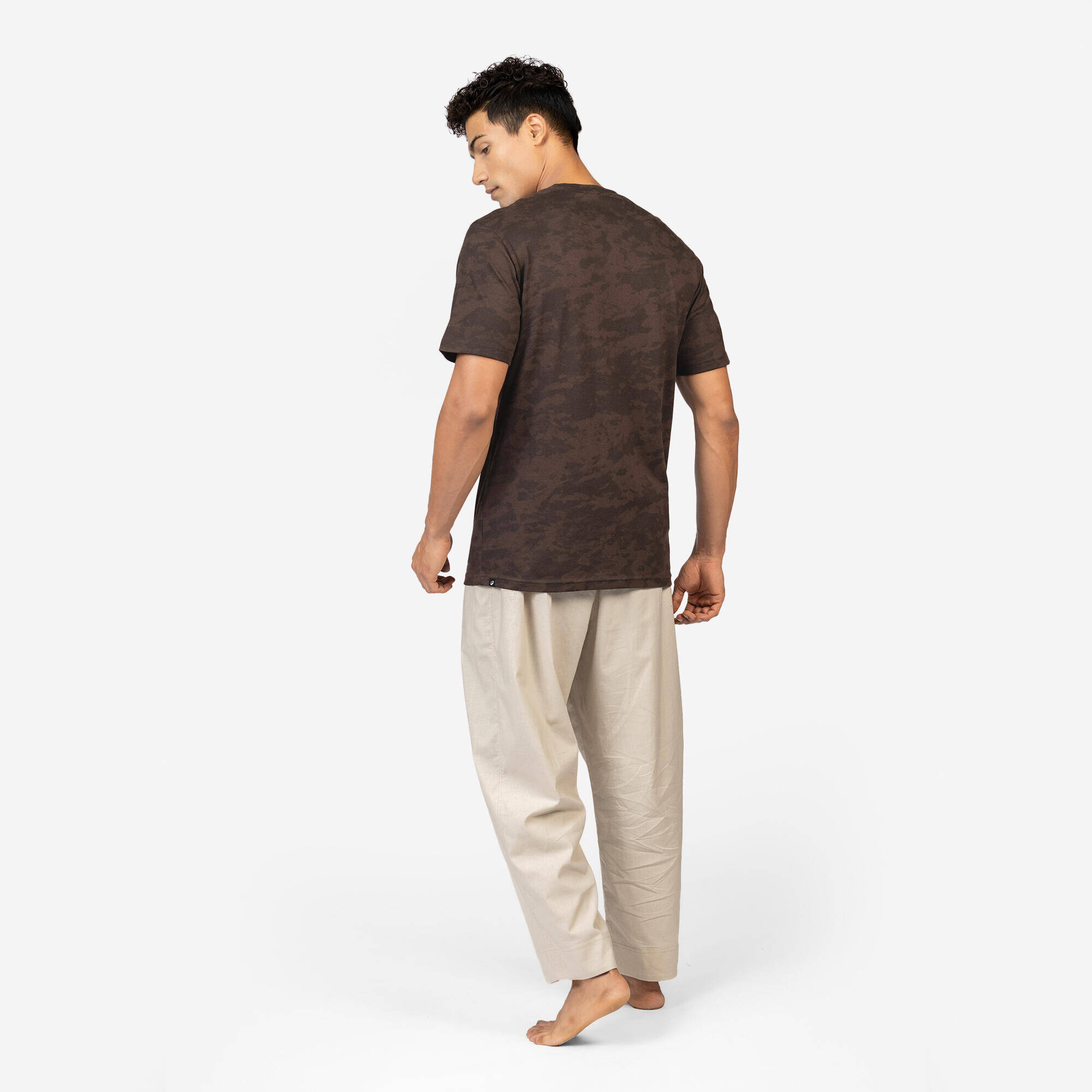 Men's Regular Cotton Fitness T-Shirt - Brown -  3