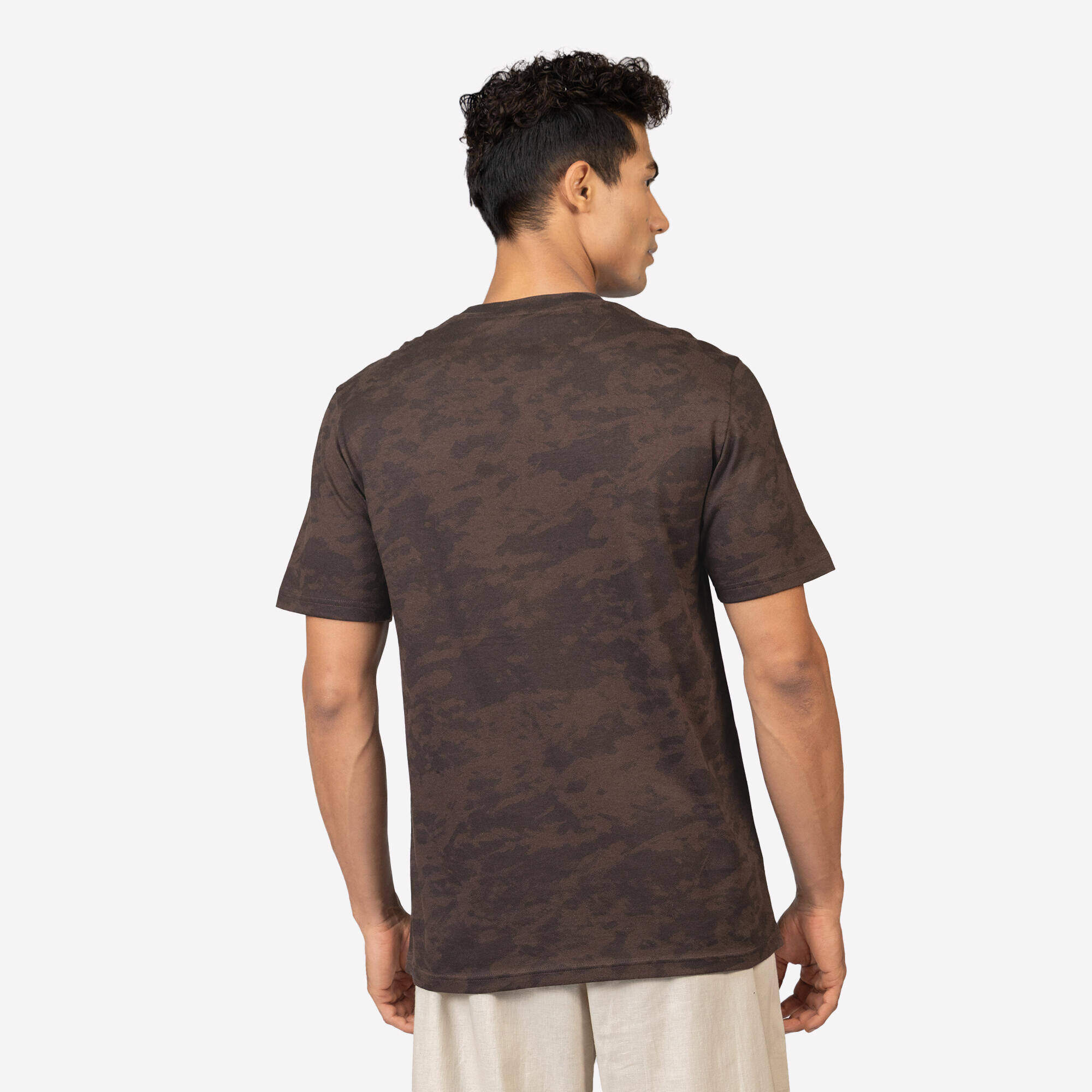 Men's Regular Cotton Fitness T-Shirt - Brown -  2