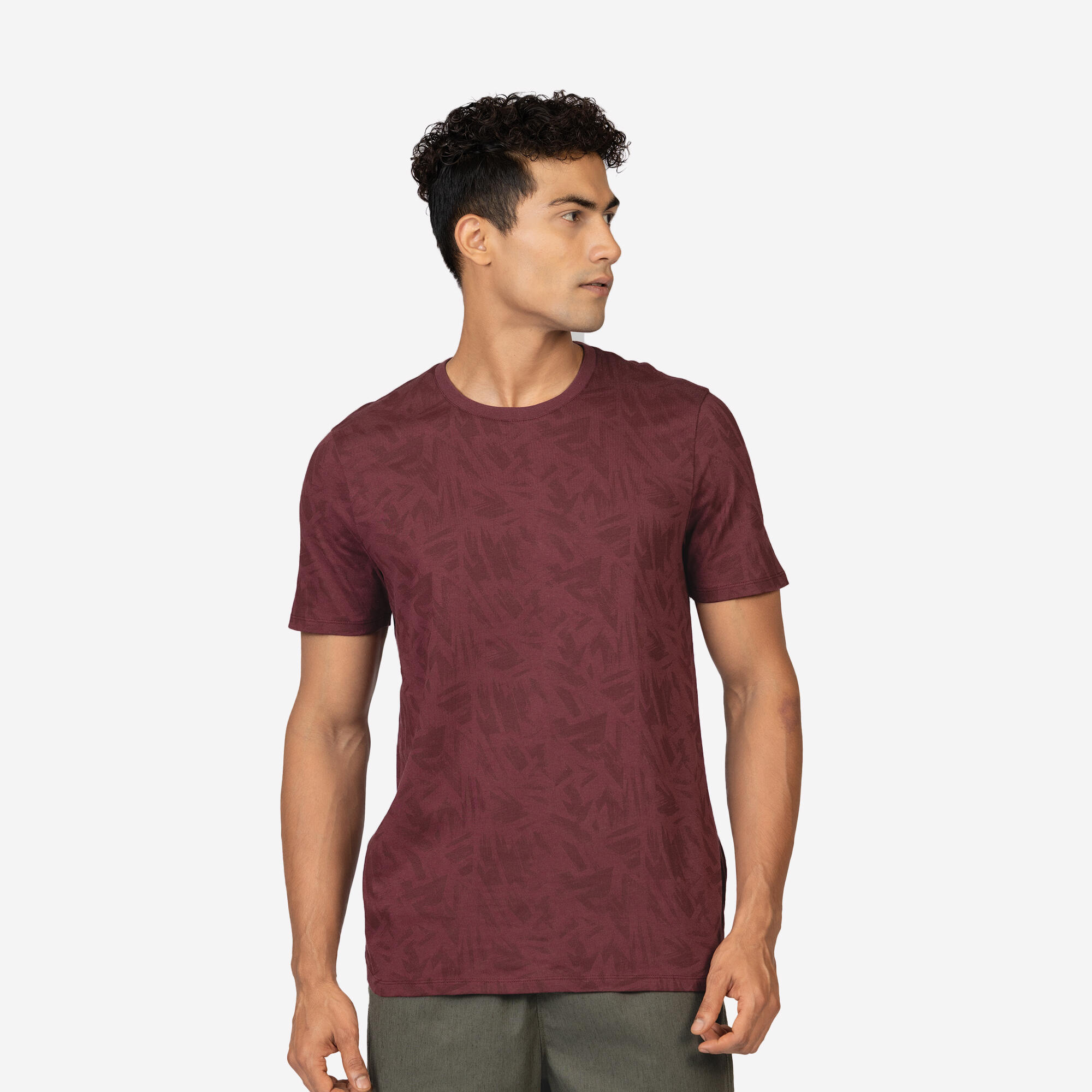 domyos Men's Regular Cotton Fitness T-Shirt - Brown-picture-23