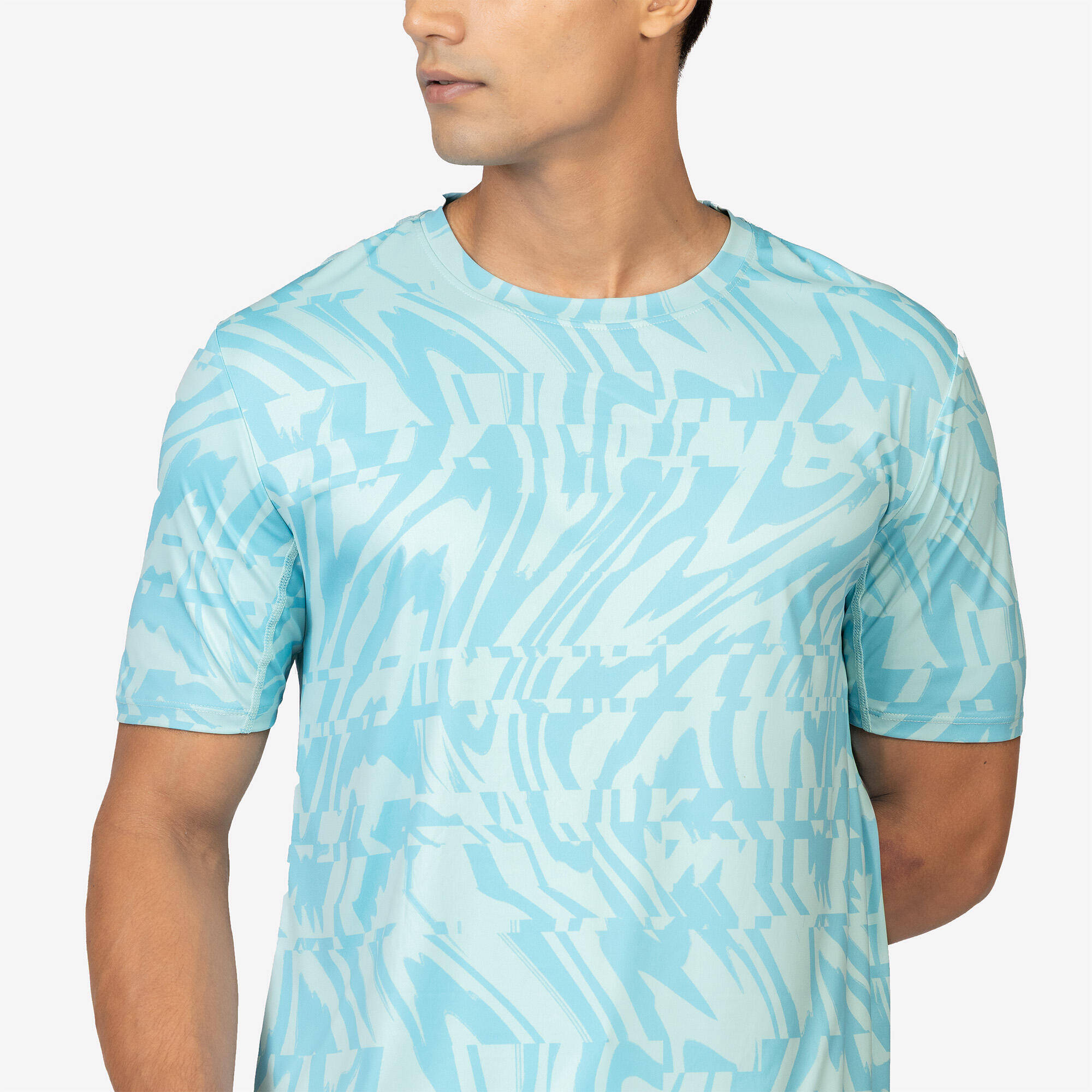 Men's Short-Sleeved Crew Neck Breathable Fitness T-Shirt - Brown -  1