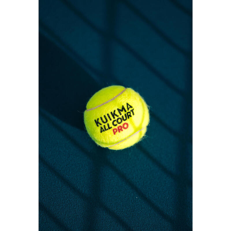 Minge de tenis versatilă, tub cu 4 mingi, Kuikma all court pro