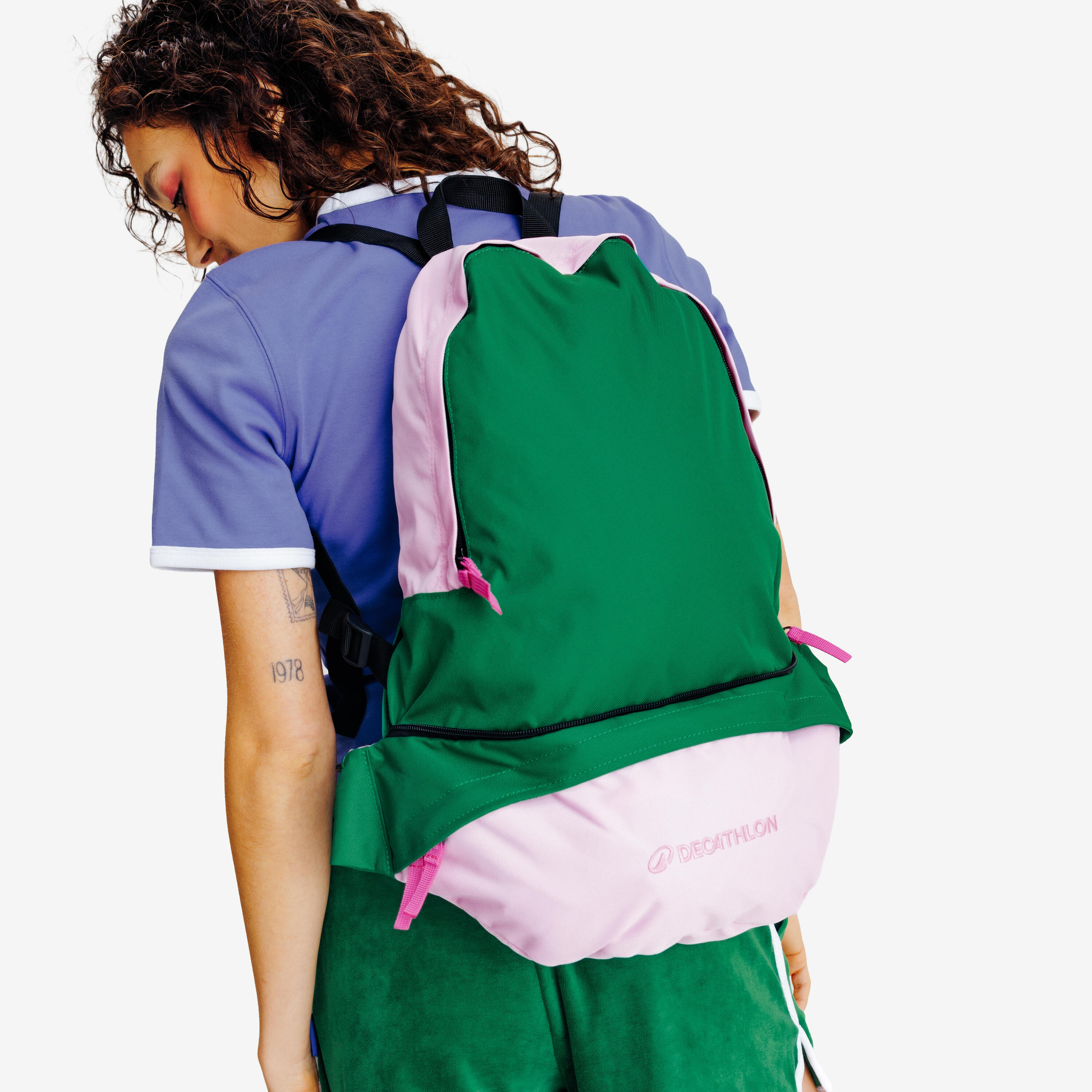 Fanny pack to backpack tas Yestalgia groen/roze 6/10
