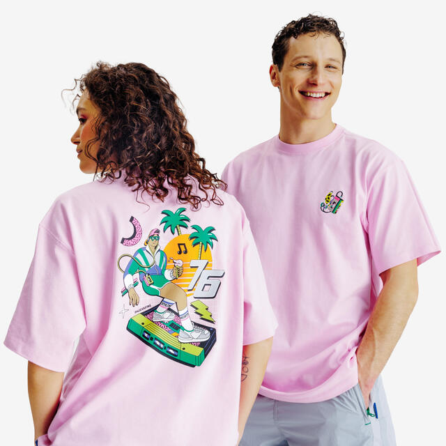 Camiseta estampada unisex, Yestalgia, rosa