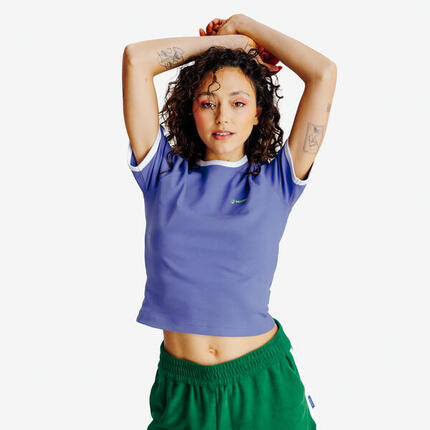 Tee-shirt ringer femme, Yestalgia, blanc