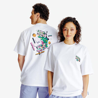T-shirt yestalgia print wit