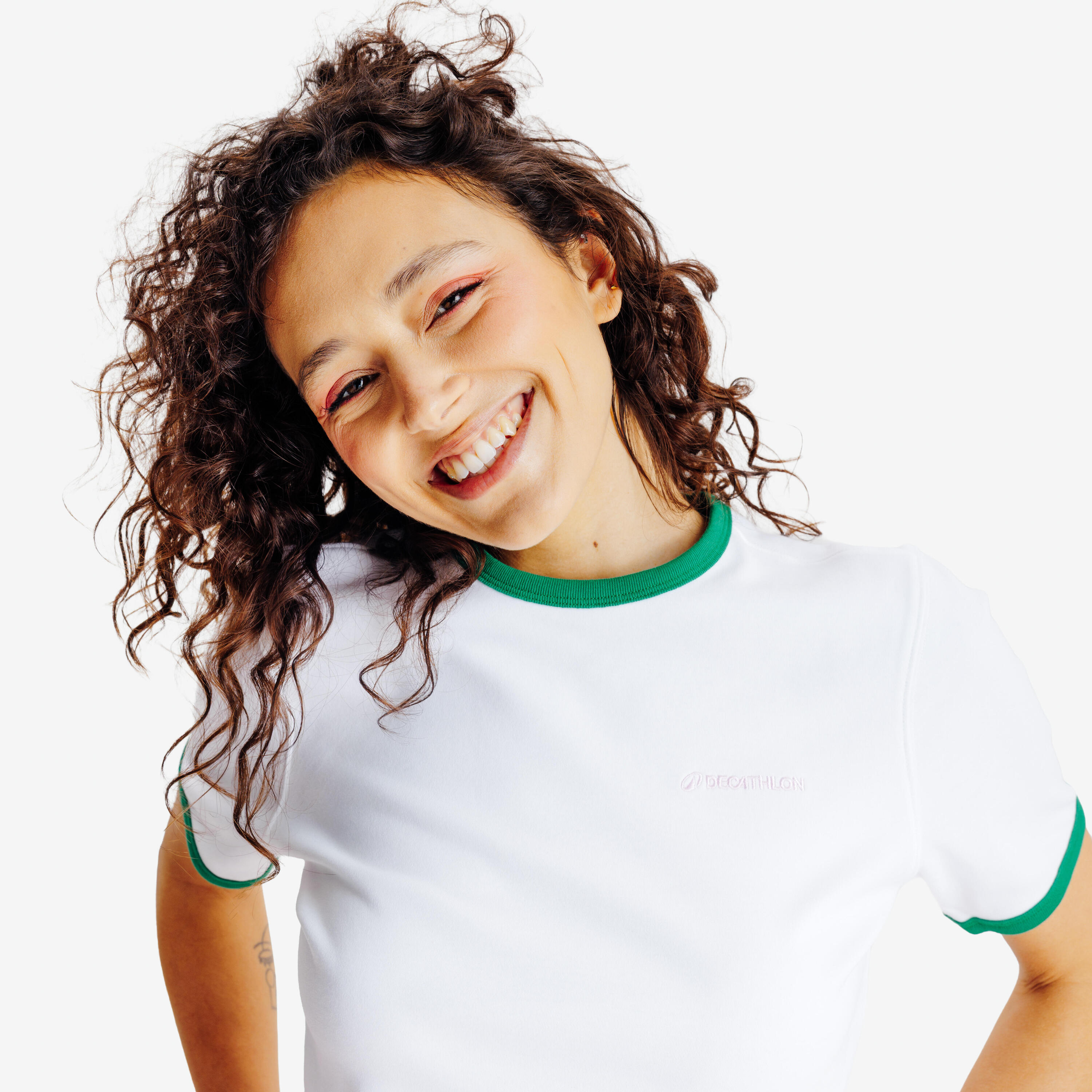 T-Shirt Ringer Damen - Yestalgia weiß 4/7