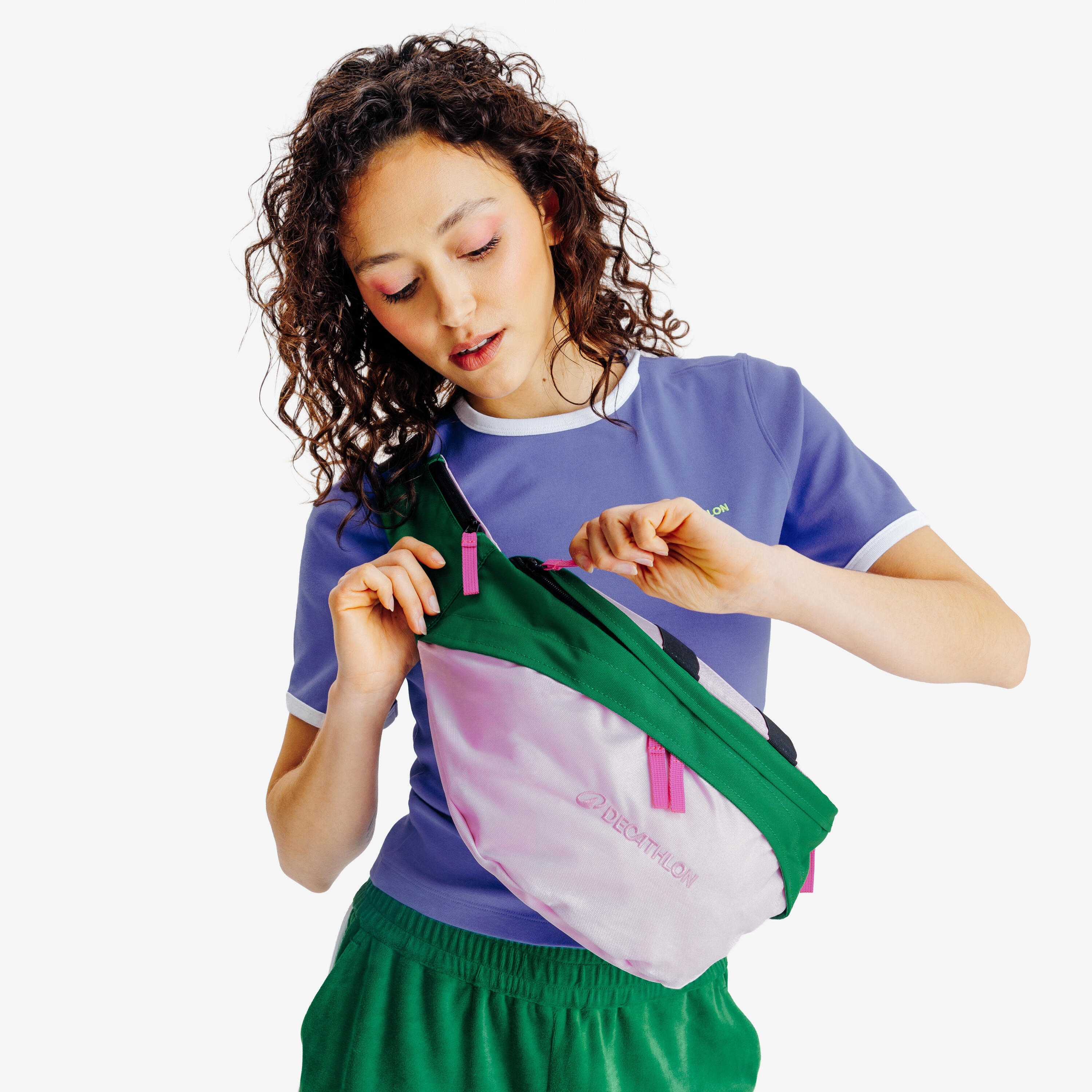 Fanny pack to backpack tas Yestalgia groen/roze 8/10