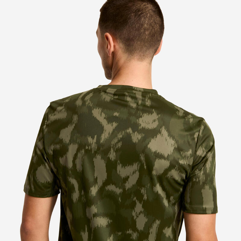 Tricou respirant fitness guler rotund Kaki Bărbați
