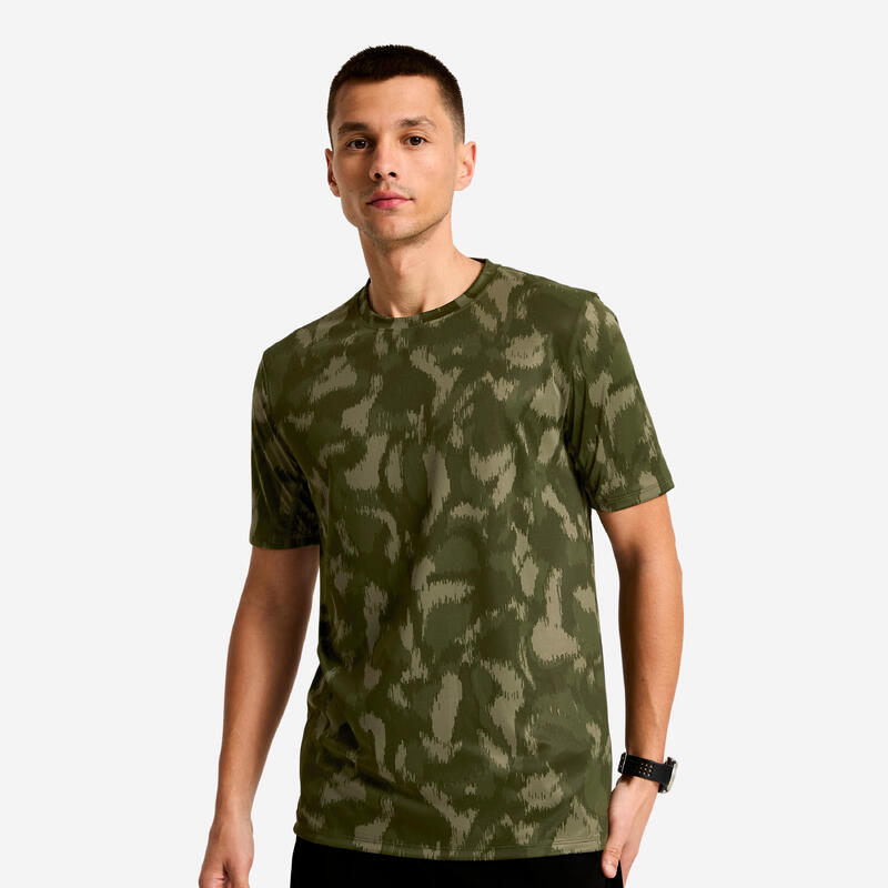 Tricou respirant fitness guler rotund Kaki Bărbați