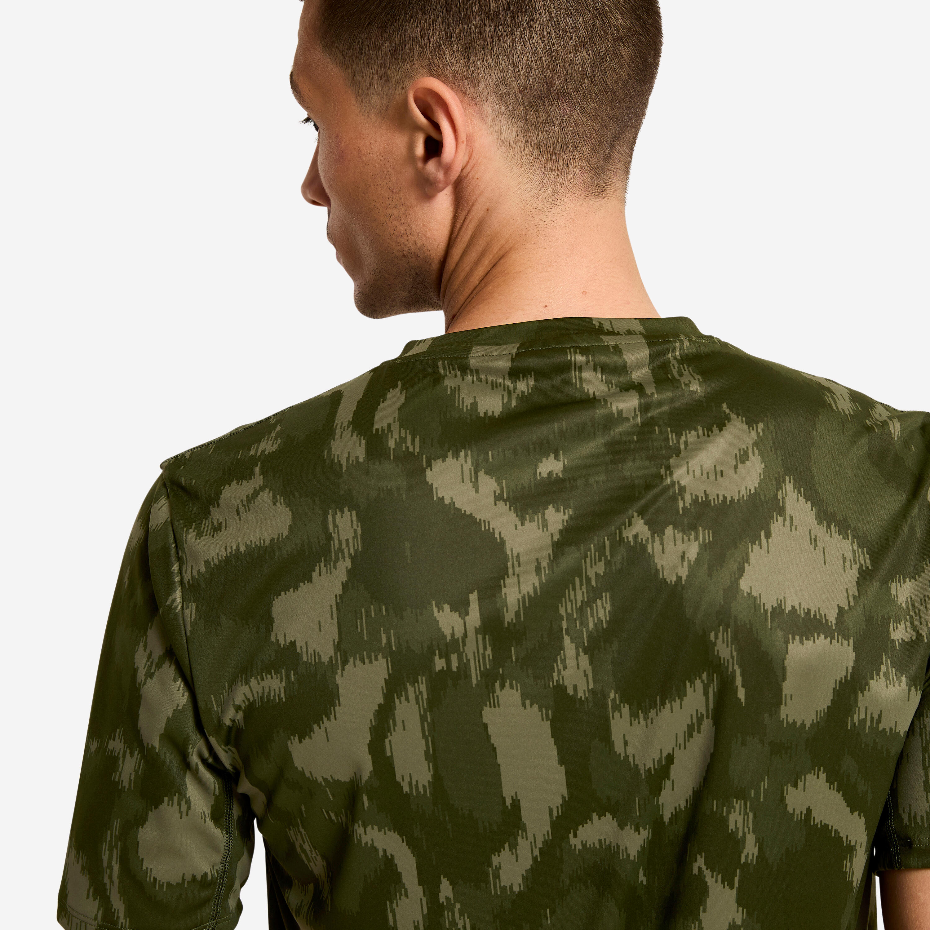Fitness-T-Shirt kurze Ärmel, atmungsaktiv, Rundhalsausschnitt, Herren, khaki 4/5
