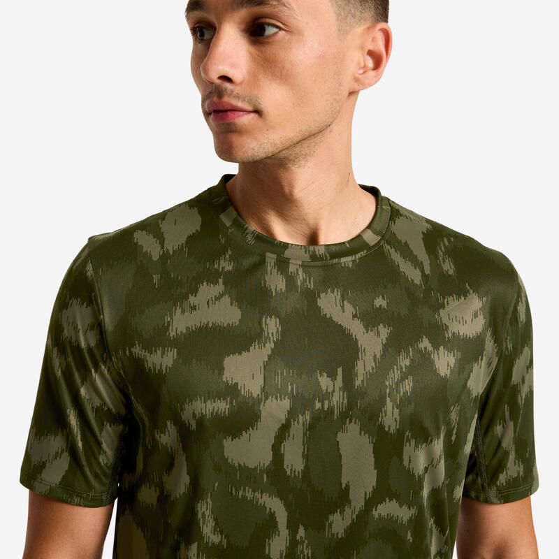 Tricou respirant fitness guler rotund Kaki Bărbați