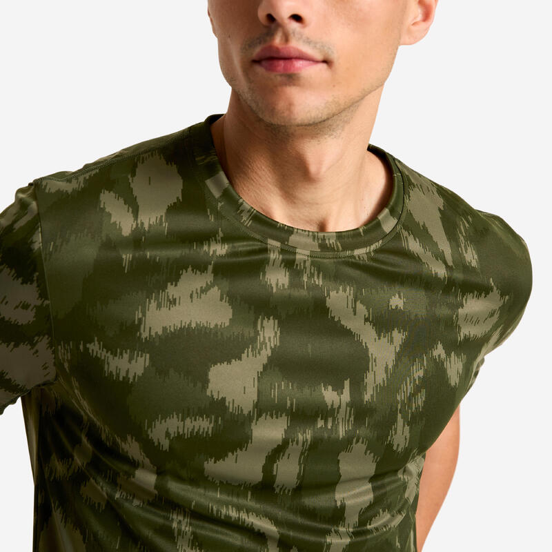 Tricou respirant fitness guler rotund Kaki Bărbați