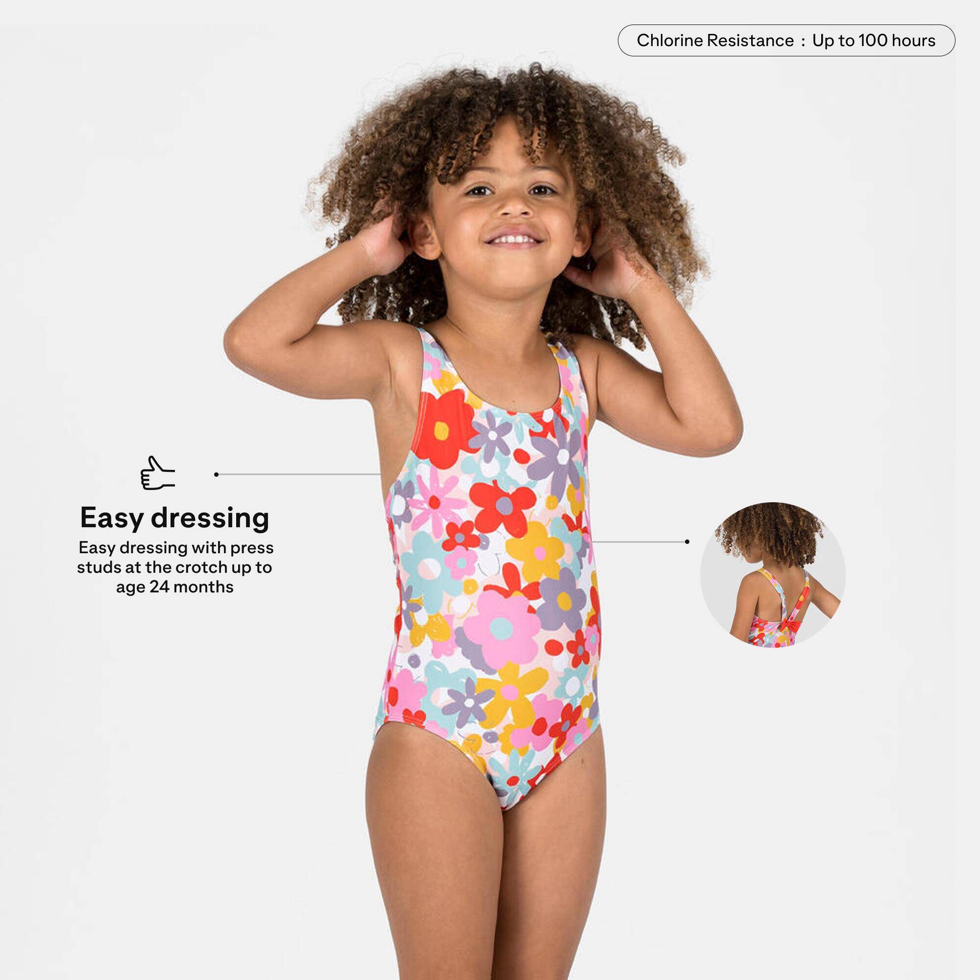 Baby/Girls' 1-Piece Swimsuit Soft & Comfortable Flower Print Red -  3