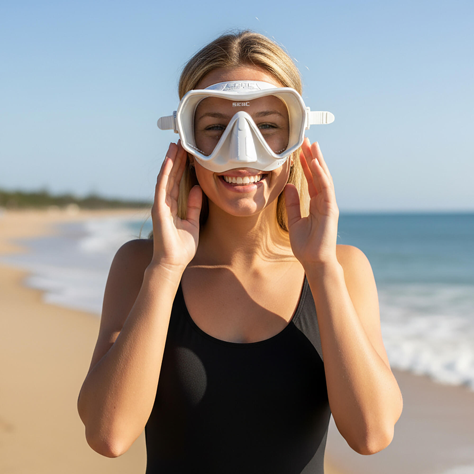 Maschera snorkeling e subacquea adulto SEAC Pura anti fog bianca 3/5