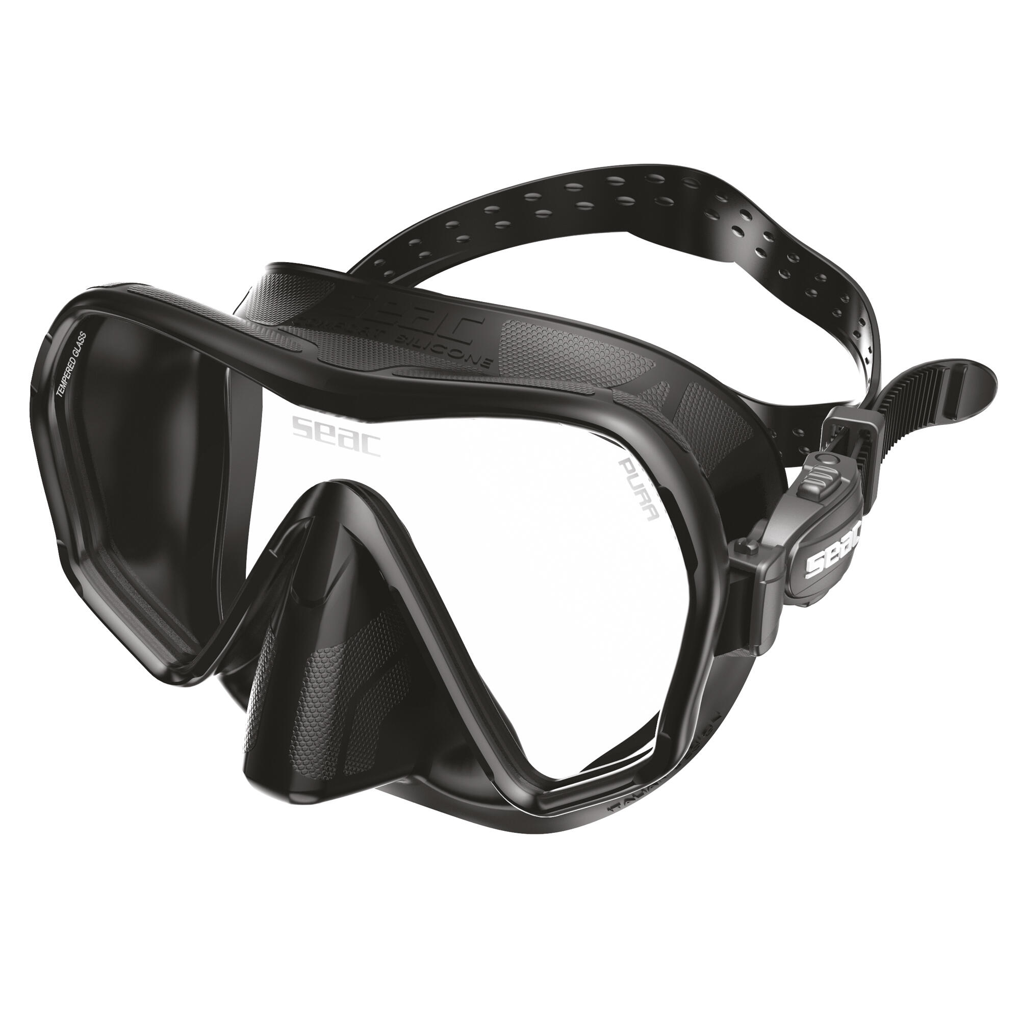 Maschera snorkeling e subacquea adulto SEAC Pura anti fog nera 2/5