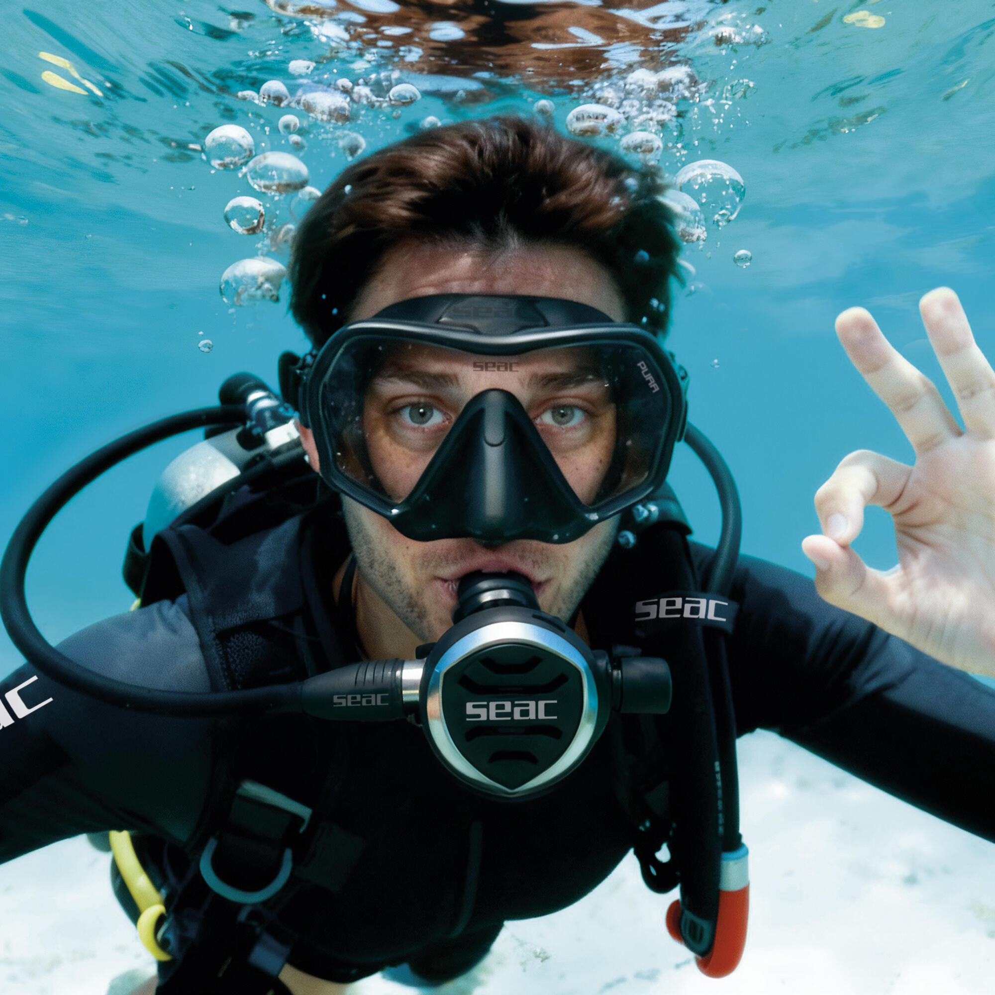 Maschera snorkeling e subacquea adulto SEAC Pura anti fog nera 3/5