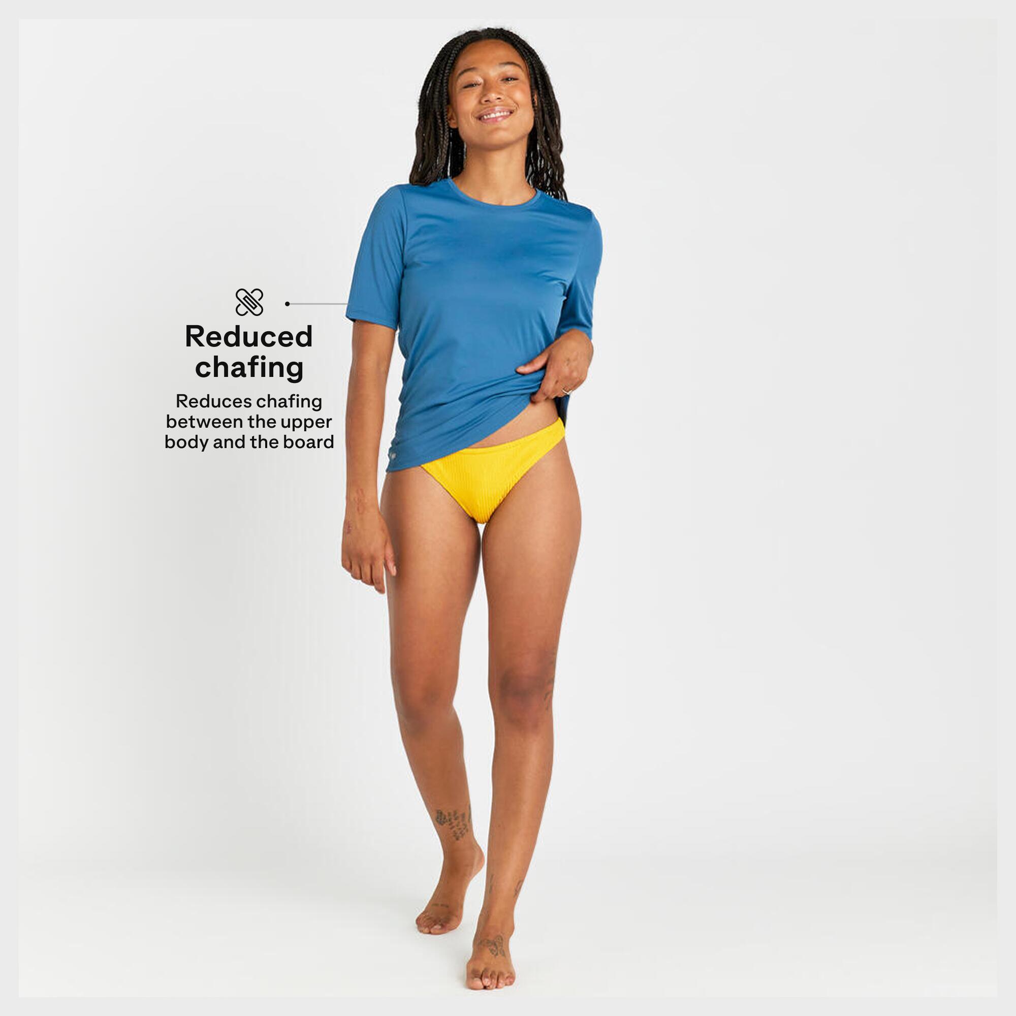 Polera UV mujer manga corta surf azul claro 10/13