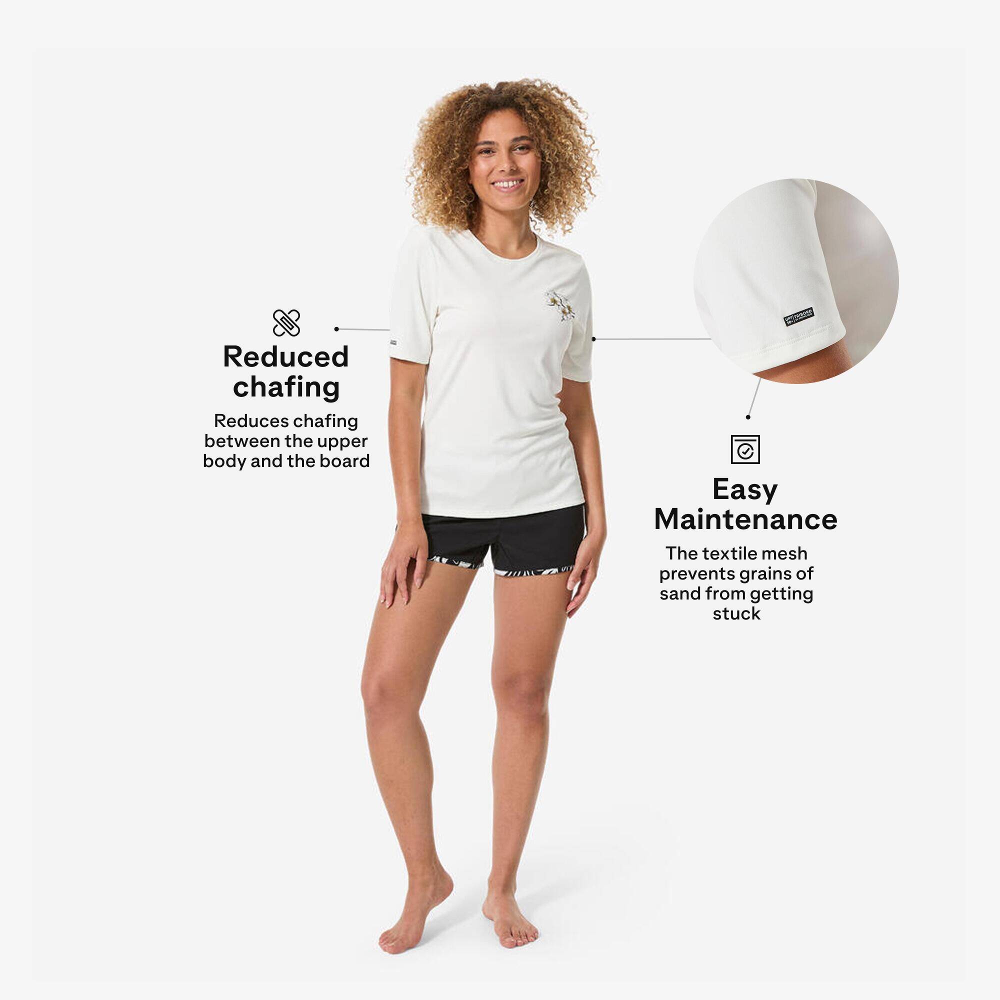 Women’s surfing short sleeve UV-protection t-shirt - Malou Paradise white -  3