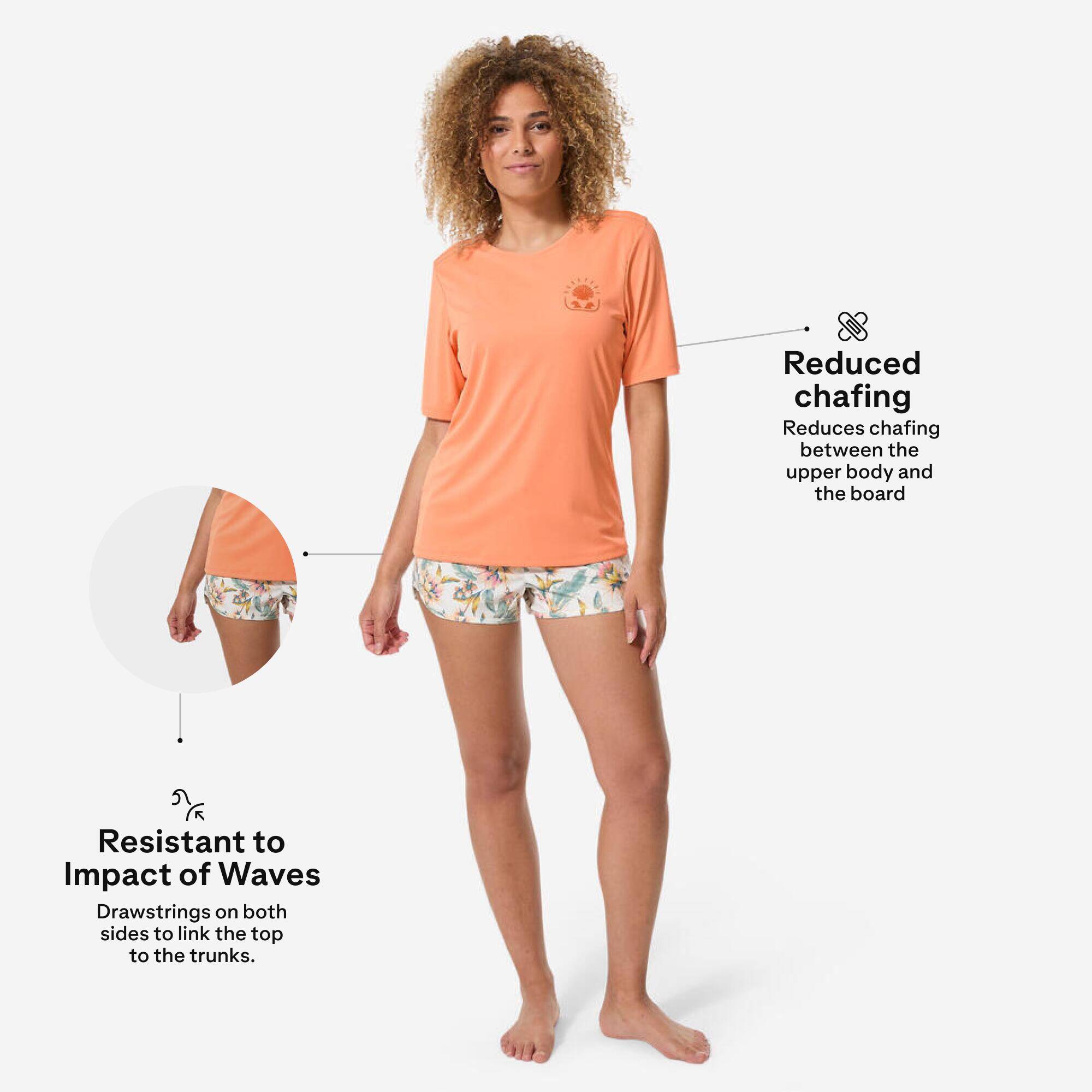 Women’s surfing short sleeve UV-protection t-shirt - Malou Shellrise orange -  3