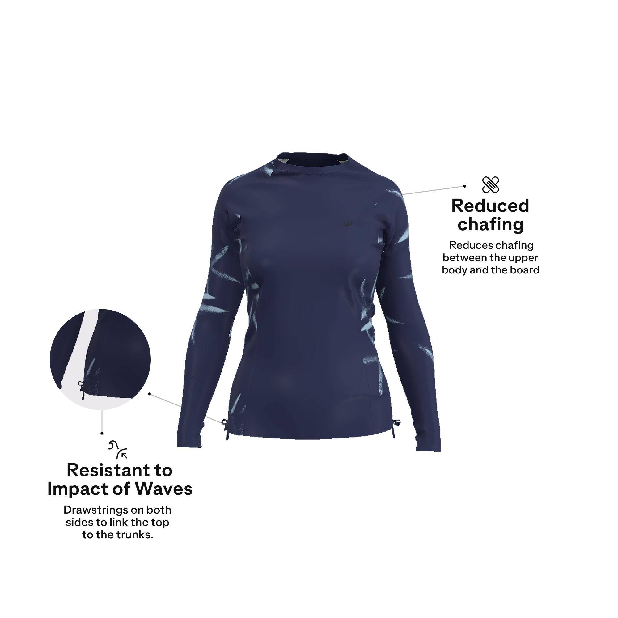 Women’s surfing long sleeve UV-protection top, Kanika khaki -  2
