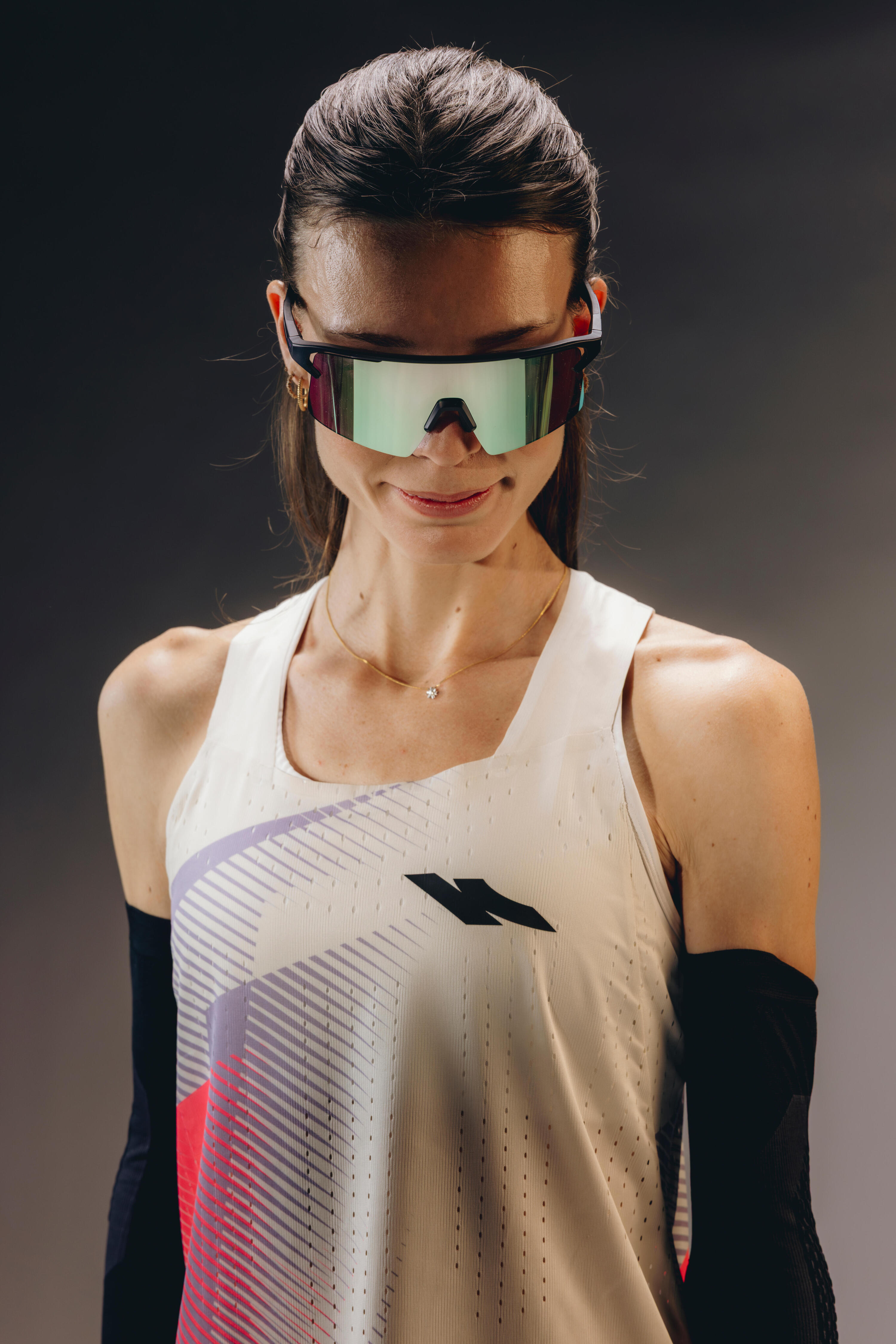 Camisola alças de corrida Mulher, Kiprun PROTEAM bege rosa 2/10