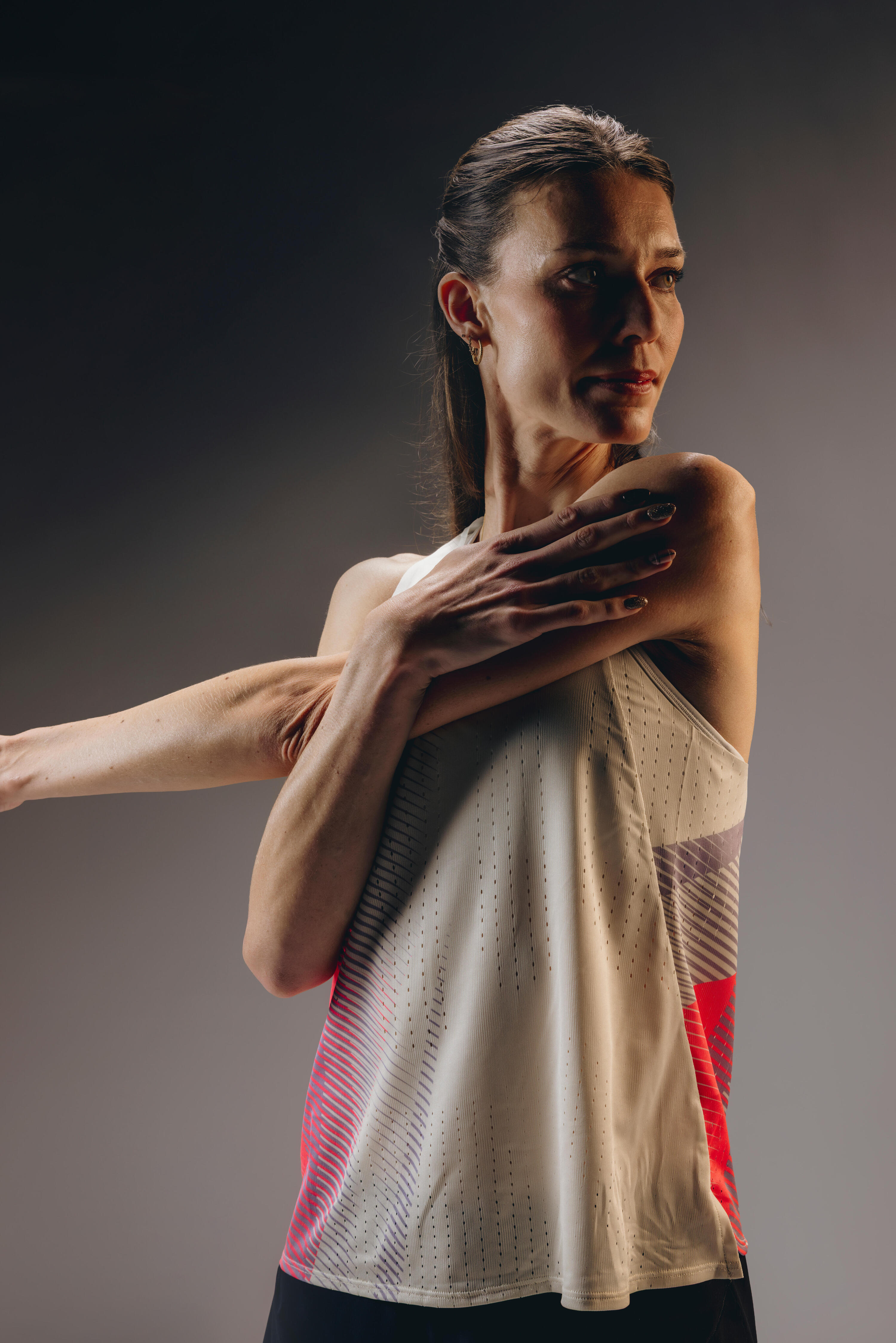 Camisola alças de corrida Mulher, Kiprun PROTEAM bege rosa 6/10