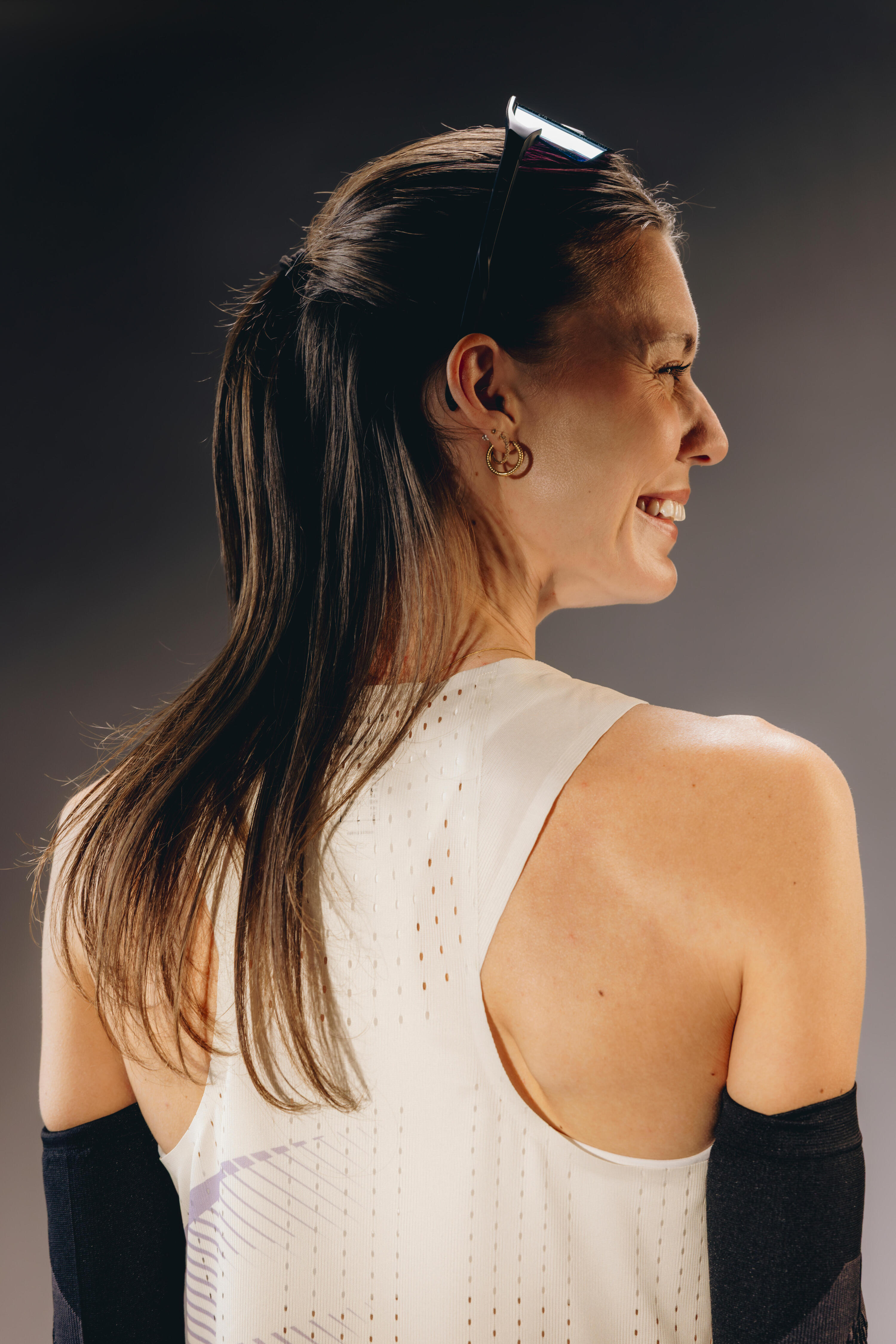 Camisola alças de corrida Mulher, Kiprun PROTEAM bege rosa 5/10