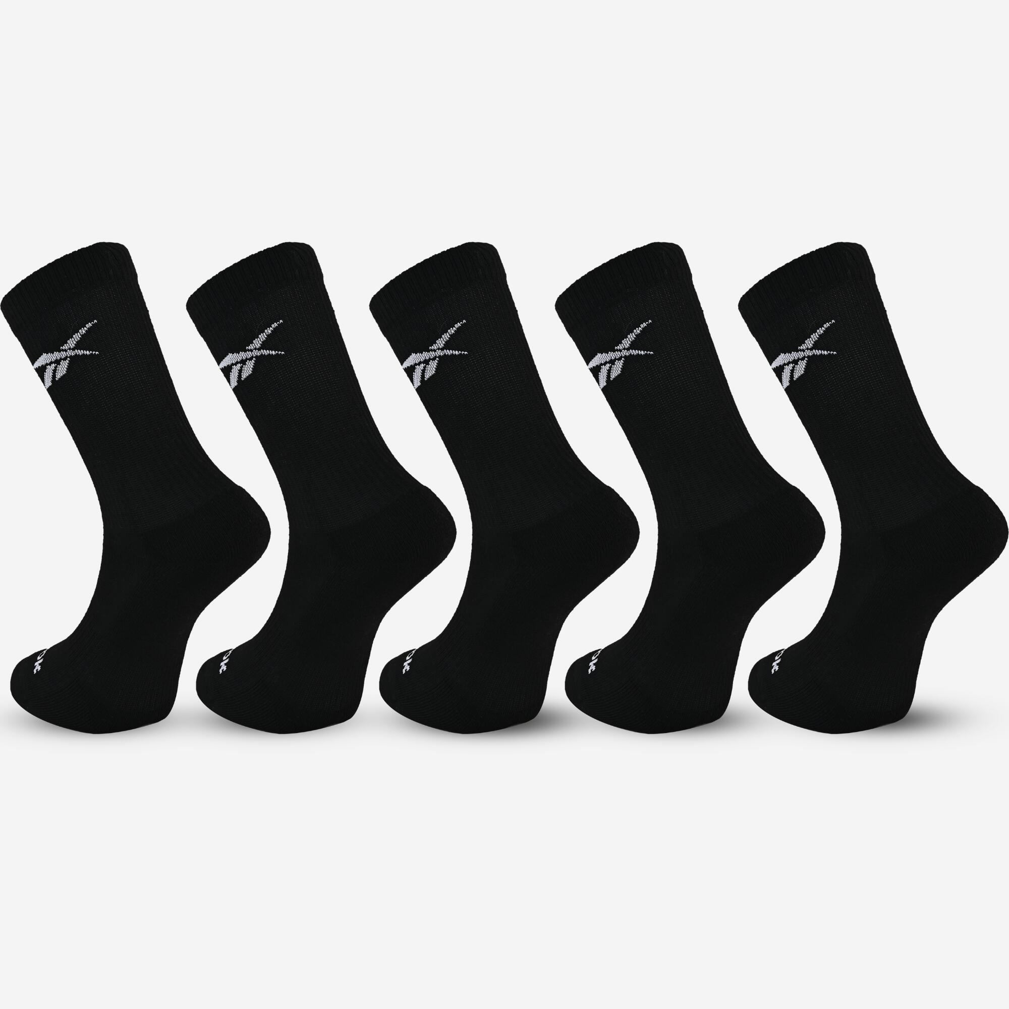 Meias de desporto cano alto, preto 5 pares 3/6