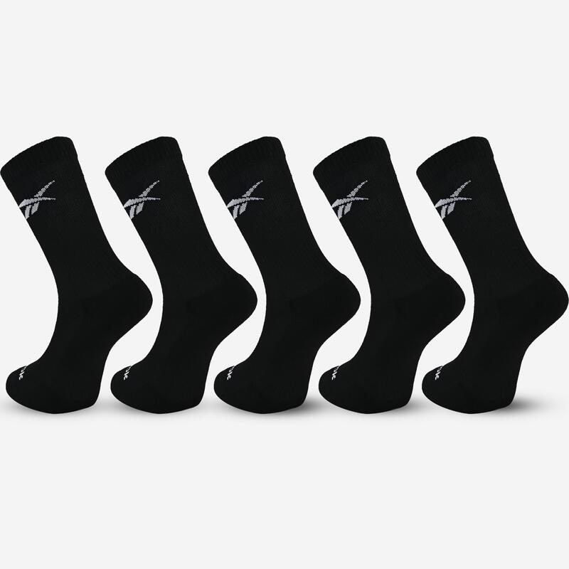 Șosete de fitness lungi, set de 5 perechi, Negru, Adulți