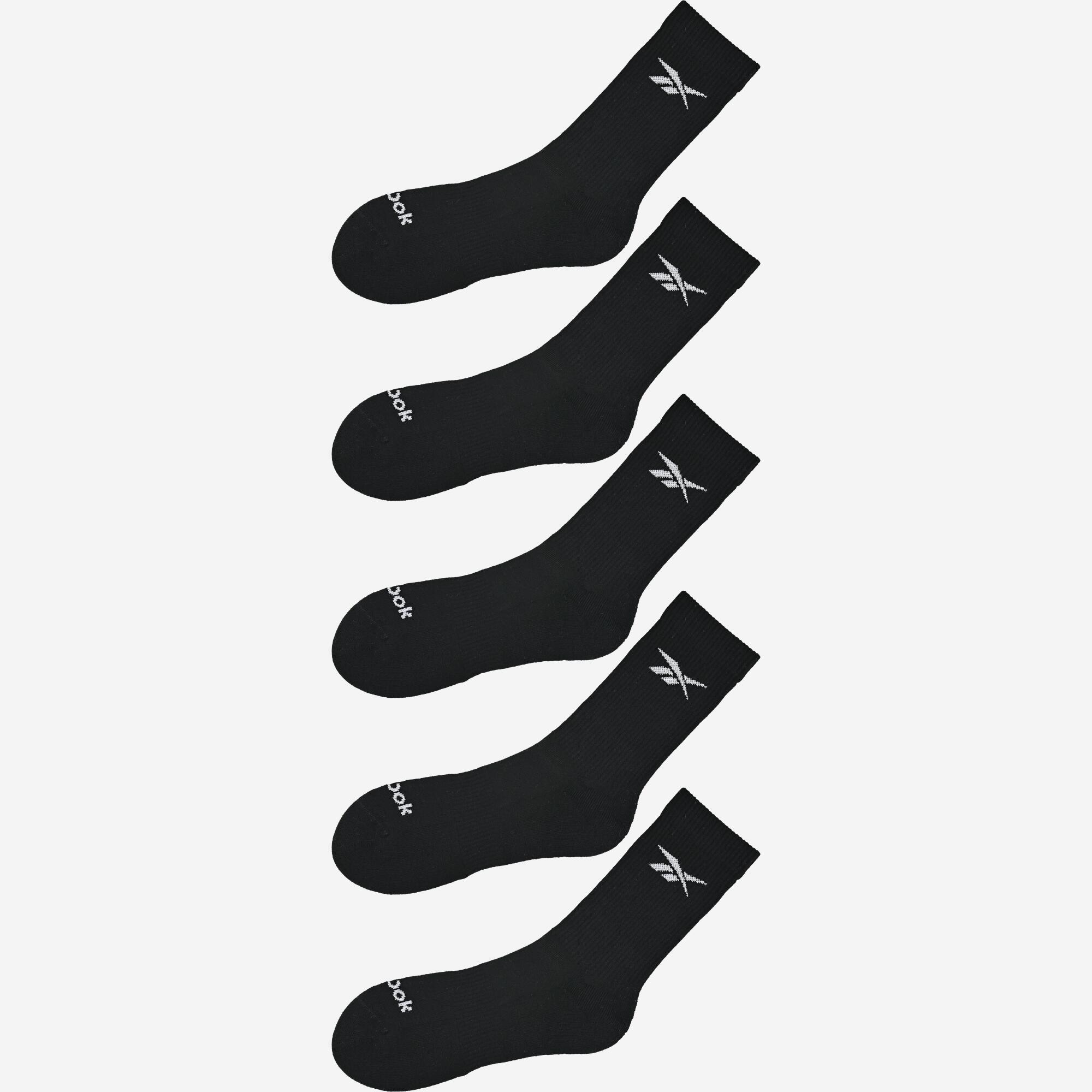 Meias de desporto cano alto, preto 5 pares 2/6