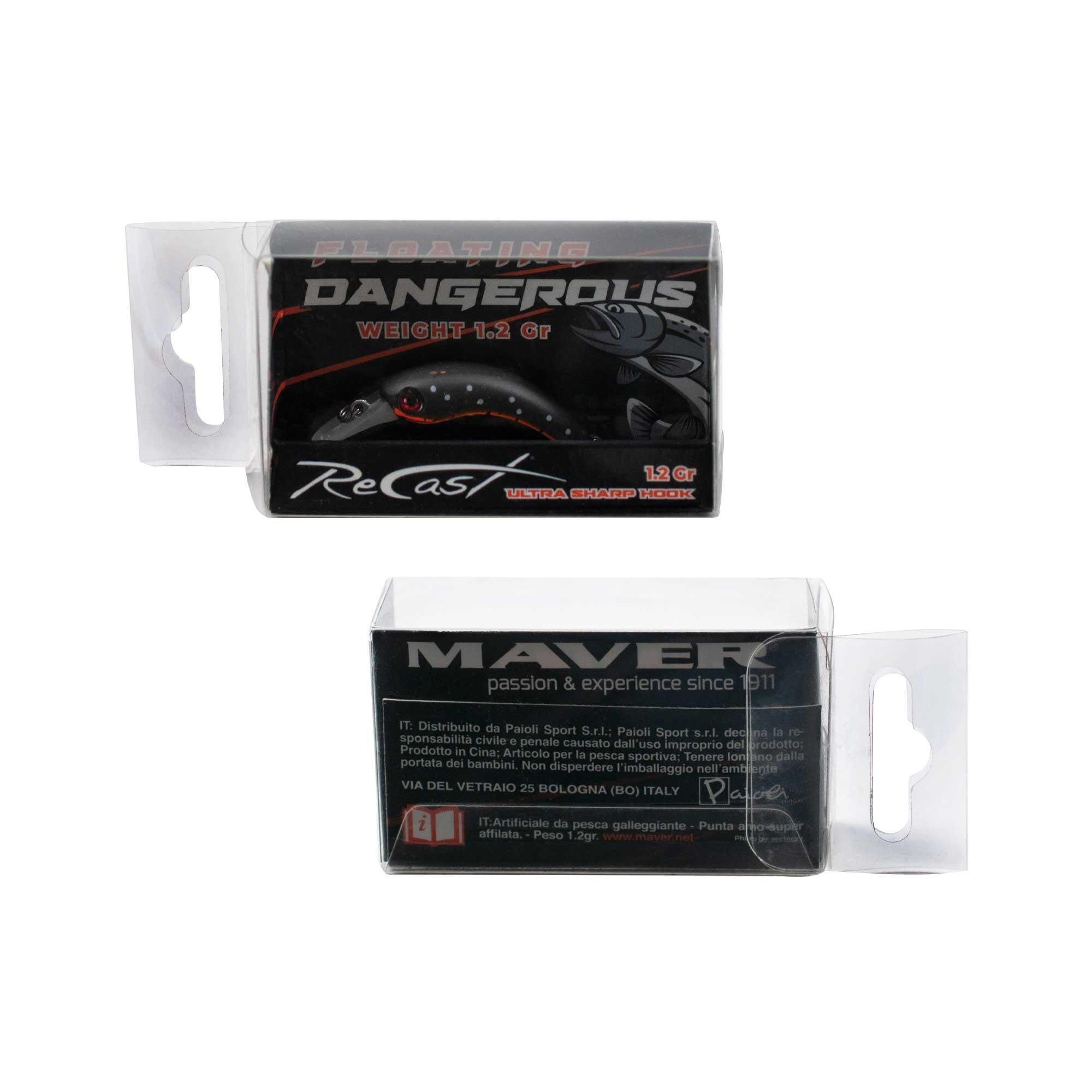 Minnow pesca trout area Maver DANGEROUS 008 nero 1,2g barbless 3/4