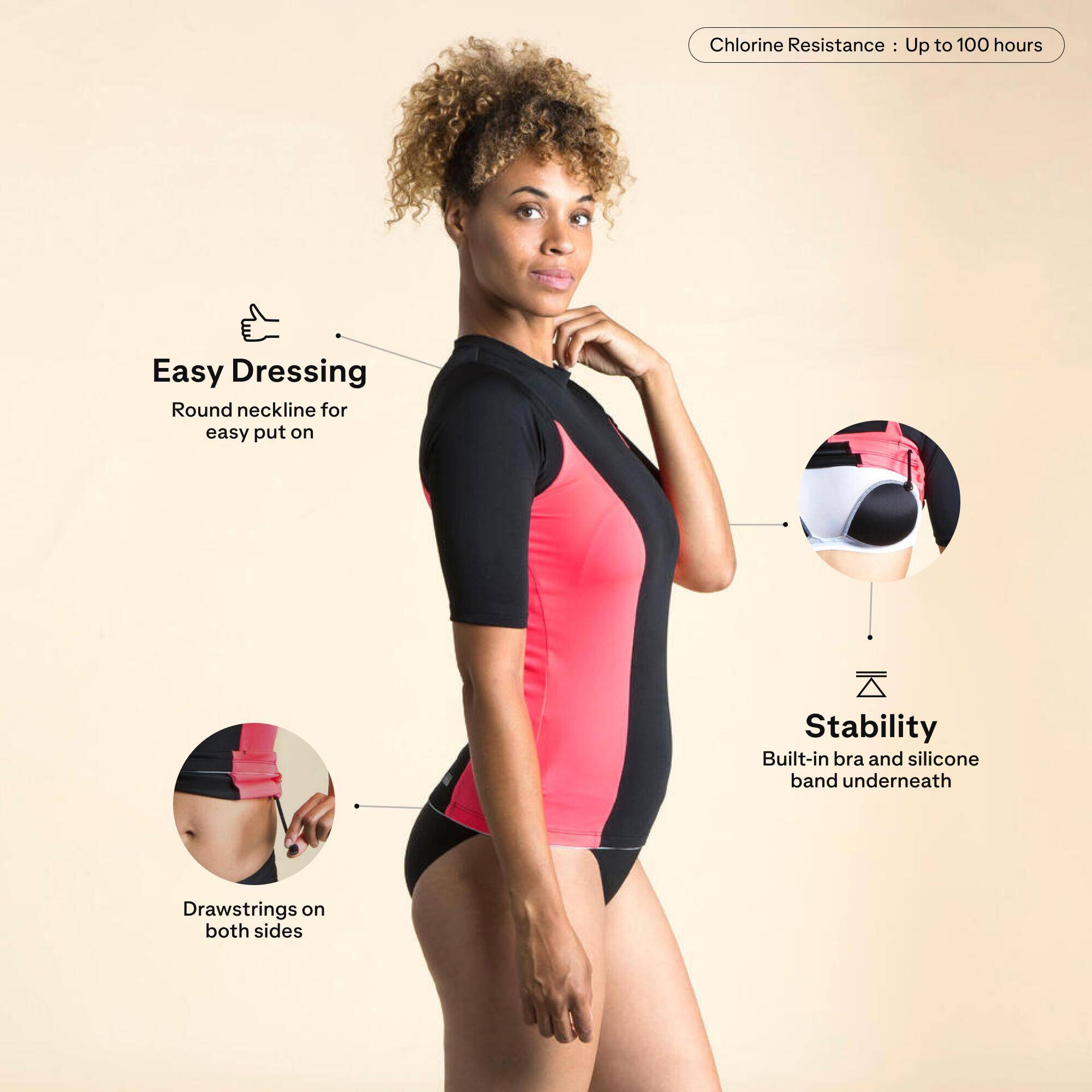 Women Swimming Top Una Light Supportive & Quick-Dry Black Coral -  3