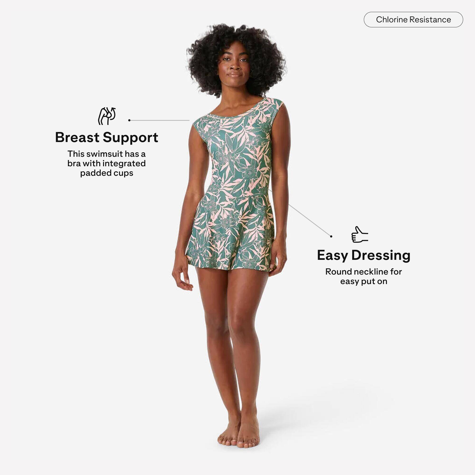 Women’s one-piece skirt swimsuit una ALL DORI KHAKI -  2