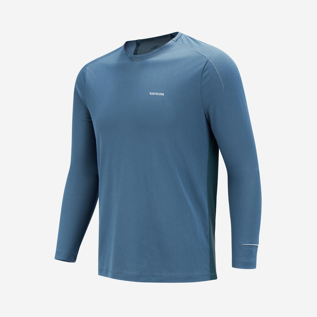 T-shirt de running manches longues respirant et confortable Homme – Bleu